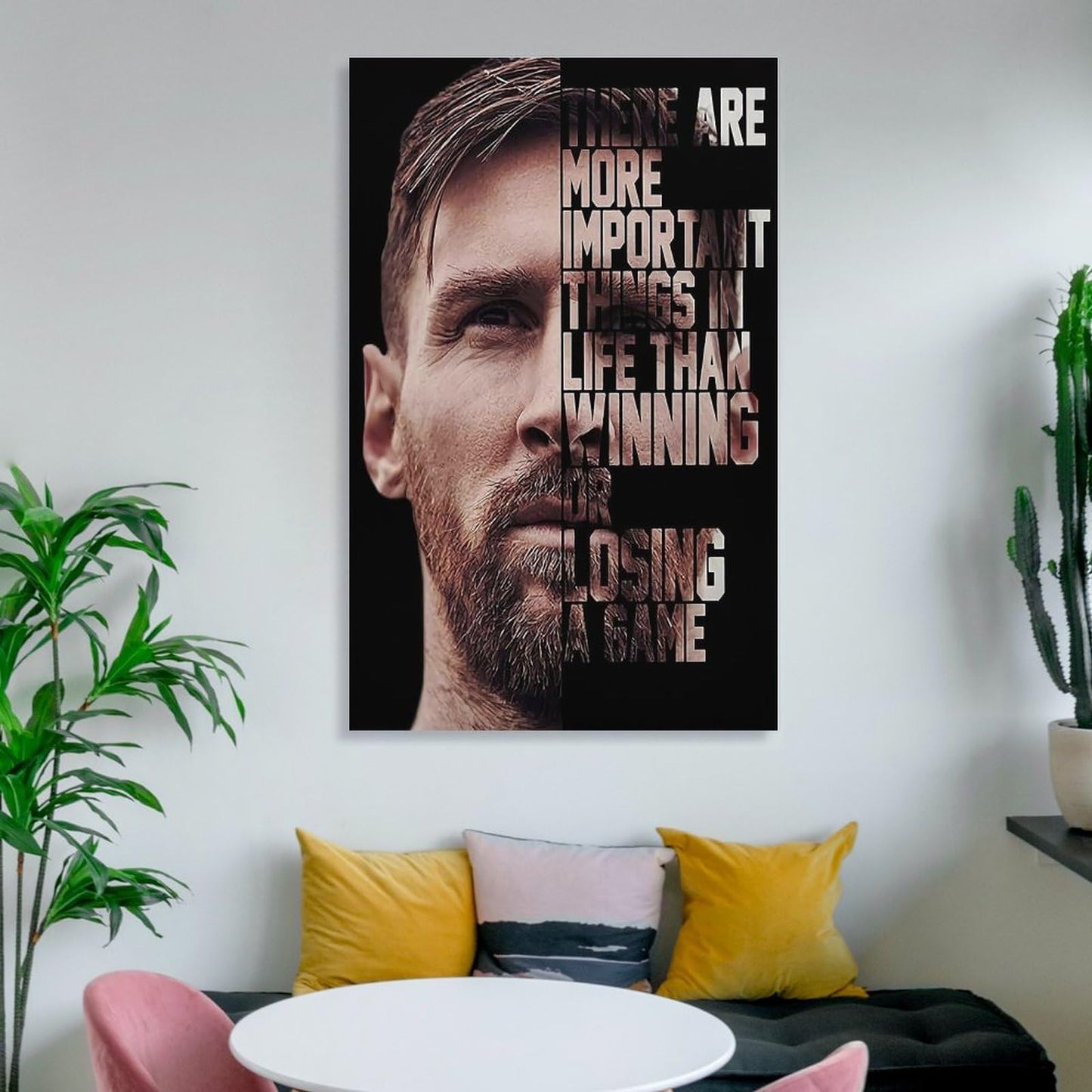 HAYNANCH Soccer Poster Football Star Messi Poster Inspirational Wall Decor Print With Soccer Star Lionel Messi's Inspiring Quote, Perfect For Home Decor Unframed 12x18inch(30x45cm)