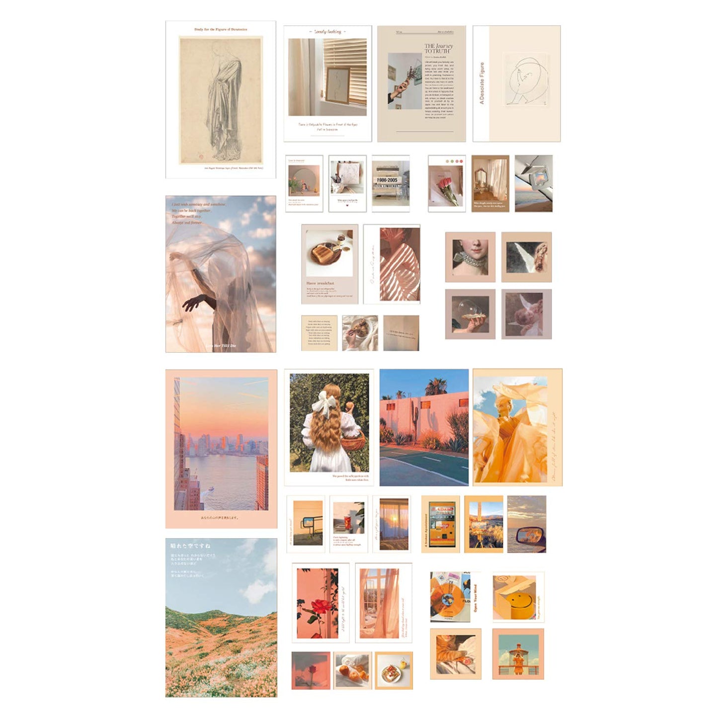 Wall Collage Kit Aesthetic Art Pictures Small Posters Prints for Bedroom Dorm Decor, Include 48pcs Self-adhesive Dots(Set of 40)
