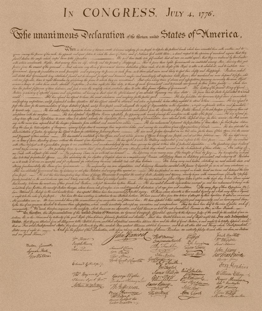 Posterazzi Vintage copy of The United States Declaration of Independence. Poster Print, (8 x 10)