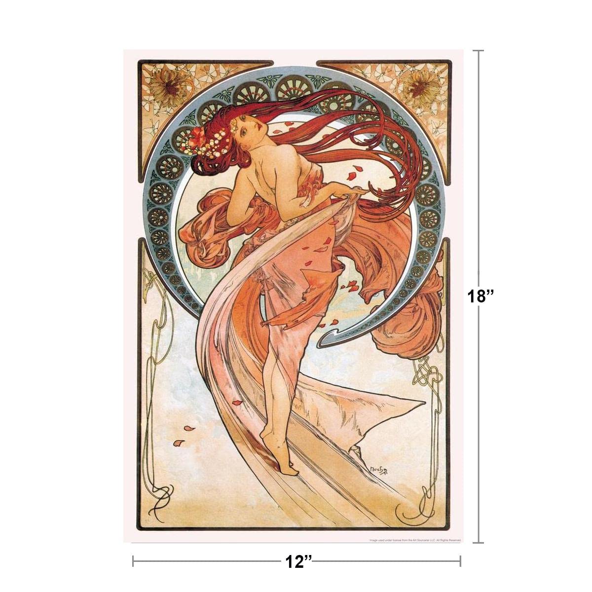 Alphonse Mucha Painting Dance Dancer Poster 1898 Bohemian Czech Painter 1900s Art Nouveau Vintage Cool Wall Decor Art Print Poster 12x18