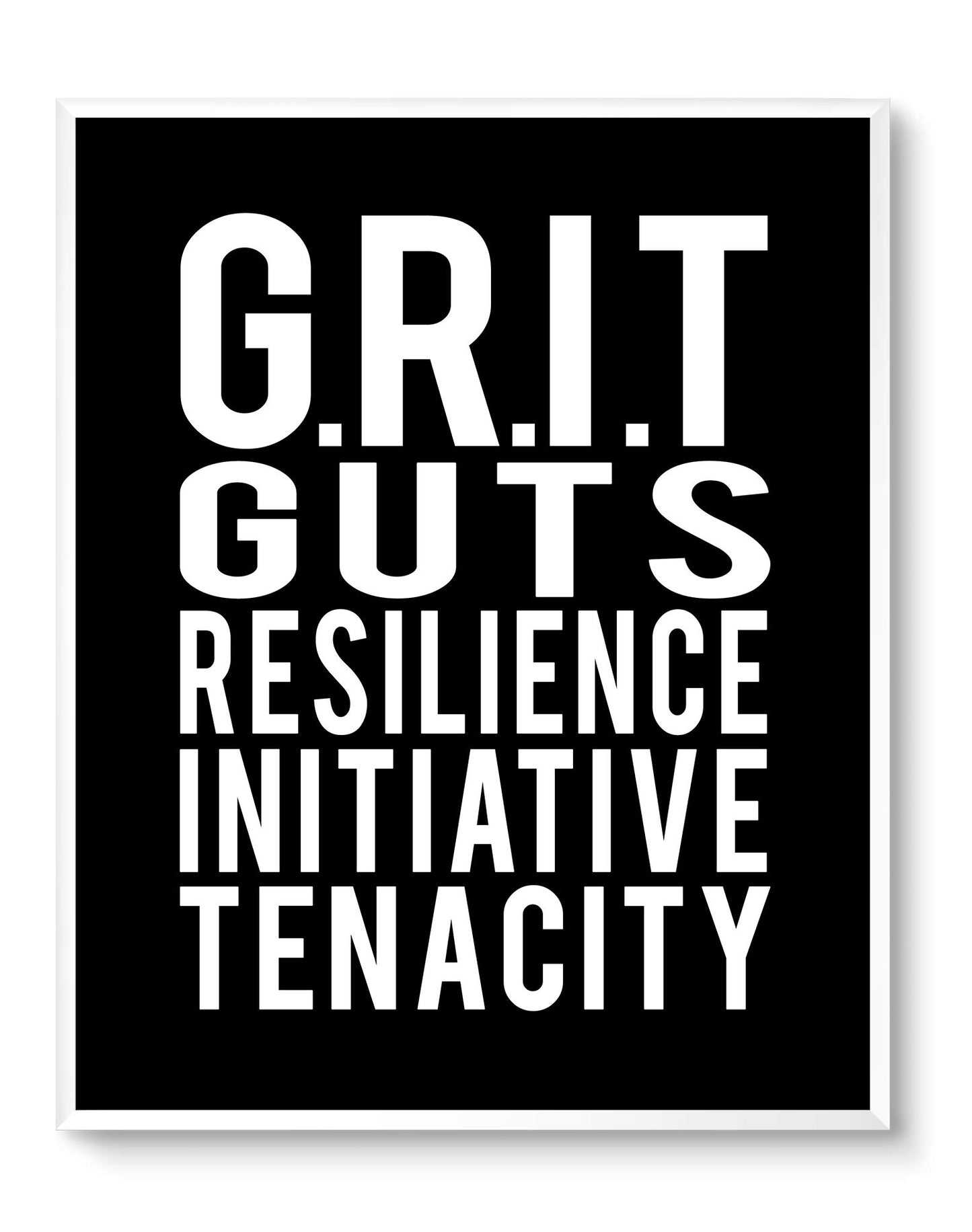 Brooke & Vine Motivational Quotes Wall Decor Posters Inspirational Wall Art Prints (UNFRAMED 8 x 10) Classroom Decorations - Office, Bedroom, Dorm, Cubicle, Gym (Goals, Grit - Black Background)