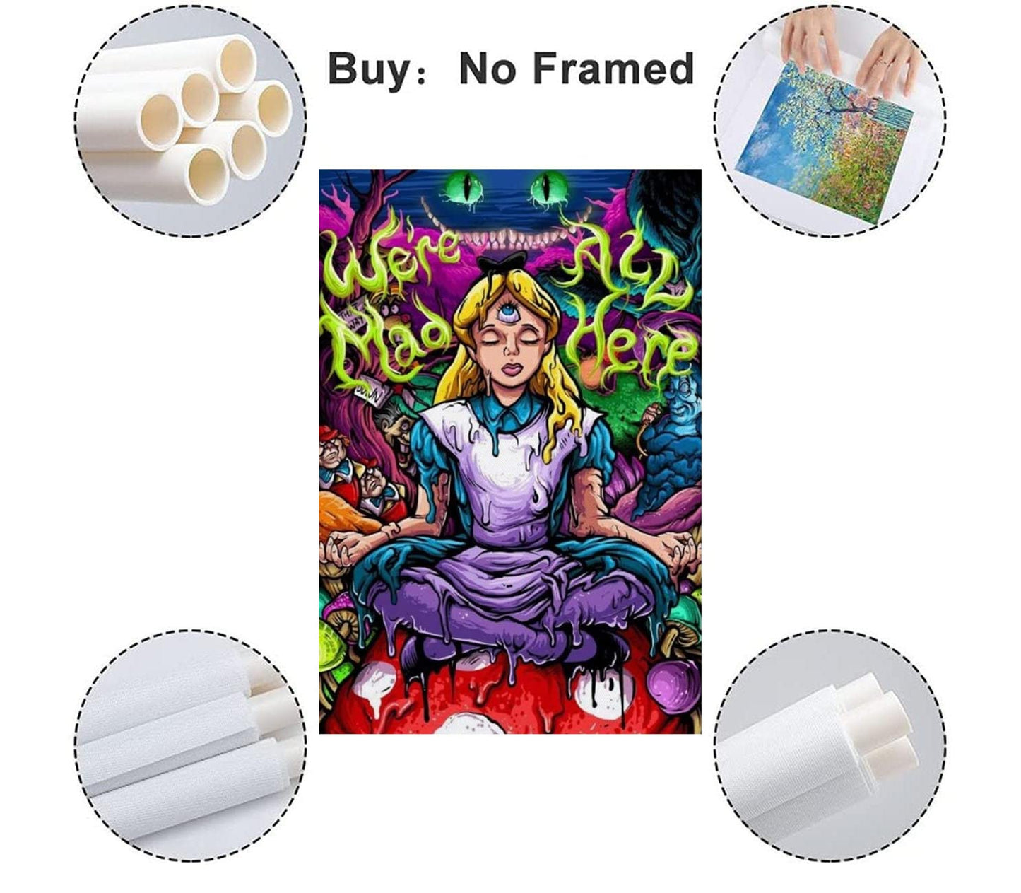 Alice Wonderland Poster Fabric Art Poster Fabric Prints 16x24 inch for Wall Decoration No Framed