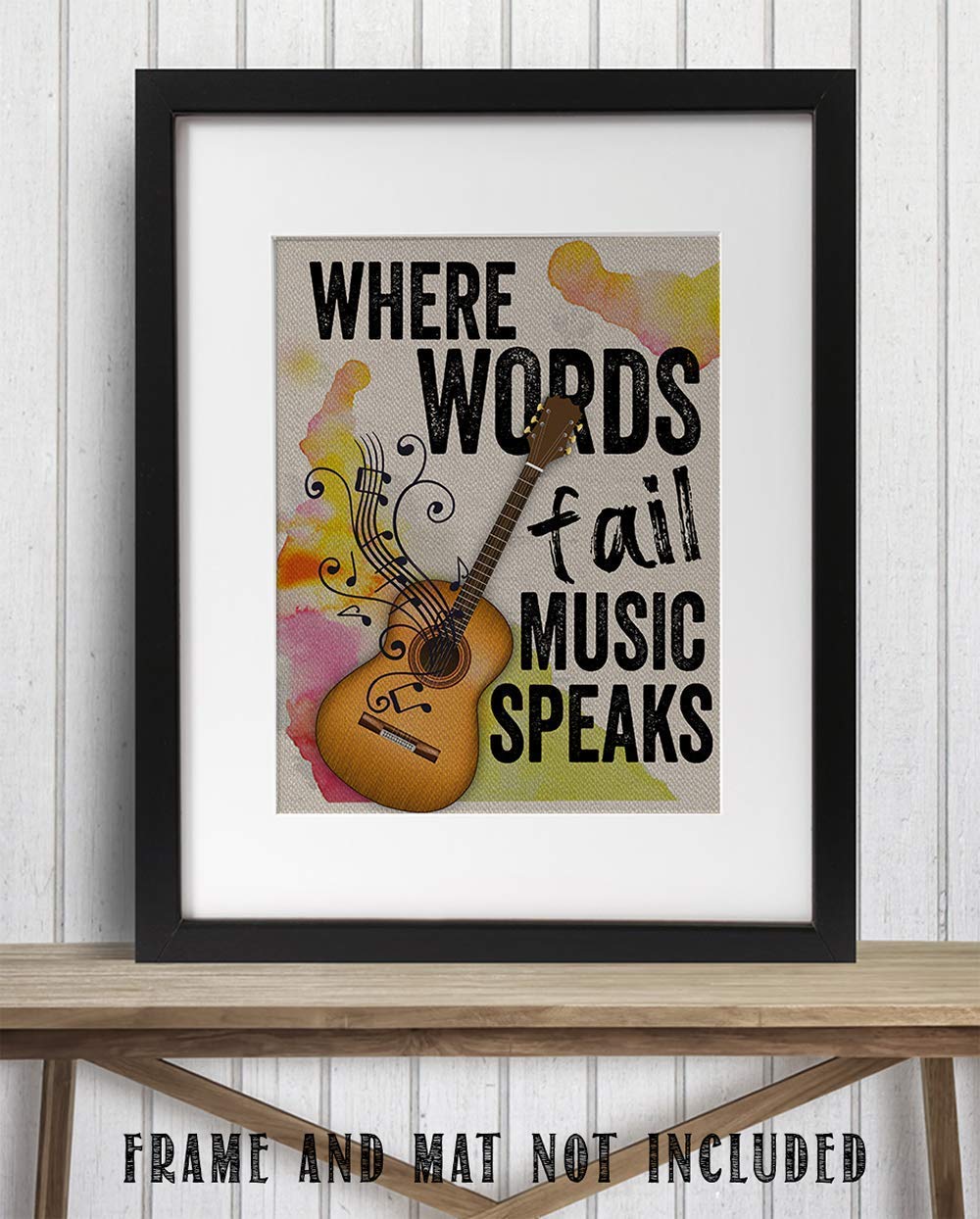 Where Words Fail Music Speaks Poster, Music Posters Room, Modern Home Decor, Guitar Canvas Wall Art, Perfect Gift for Musicians, Inspirational Quotes Wall Art,11x14 Inch Unframe Posters