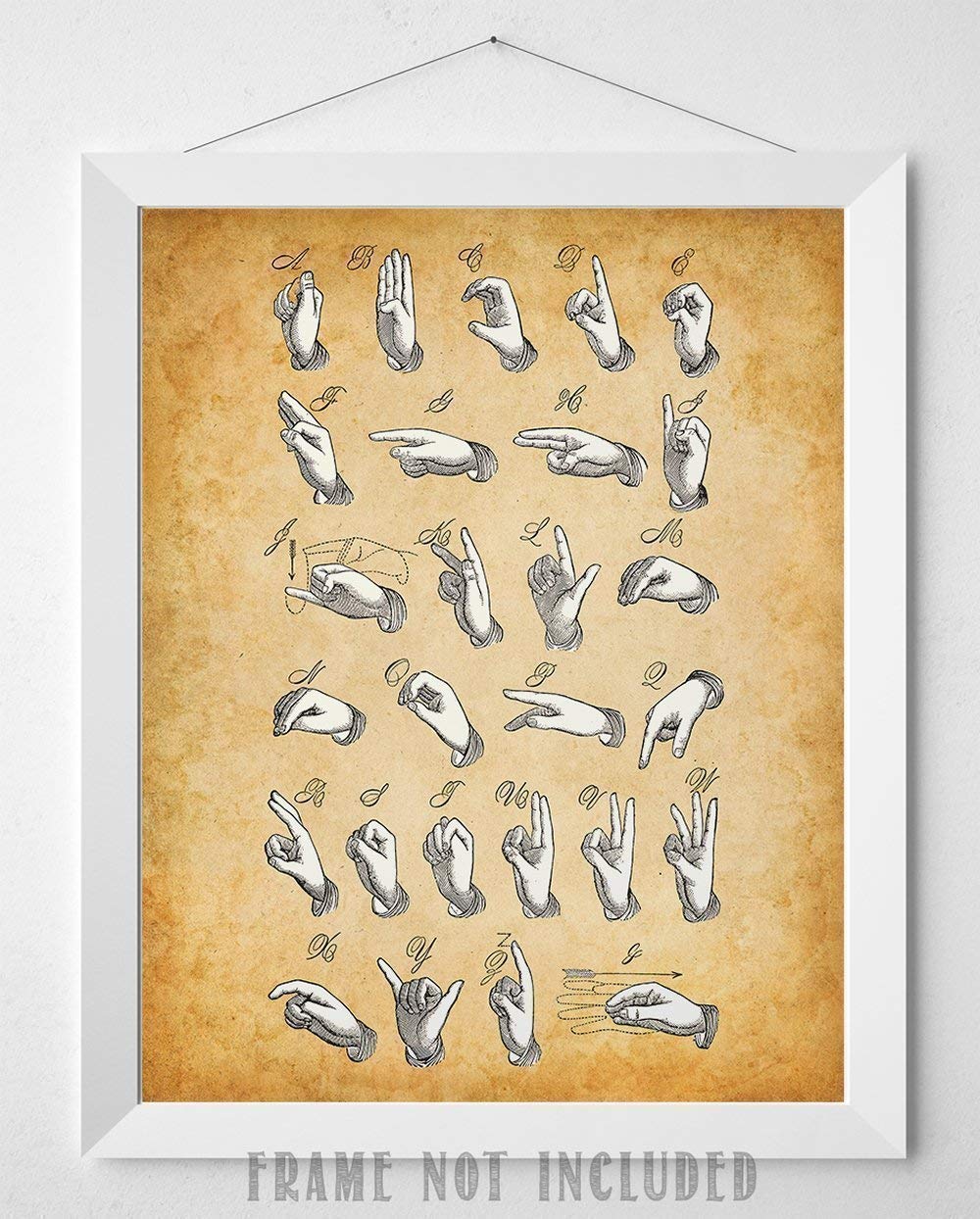 American Sign Language Print - ASL Classroom Alphabet Poster, Educational Homeschool Display, Great Gift for Hearing Impaired and Speech Therapists, 11x14 Unframed Patent Print Poster