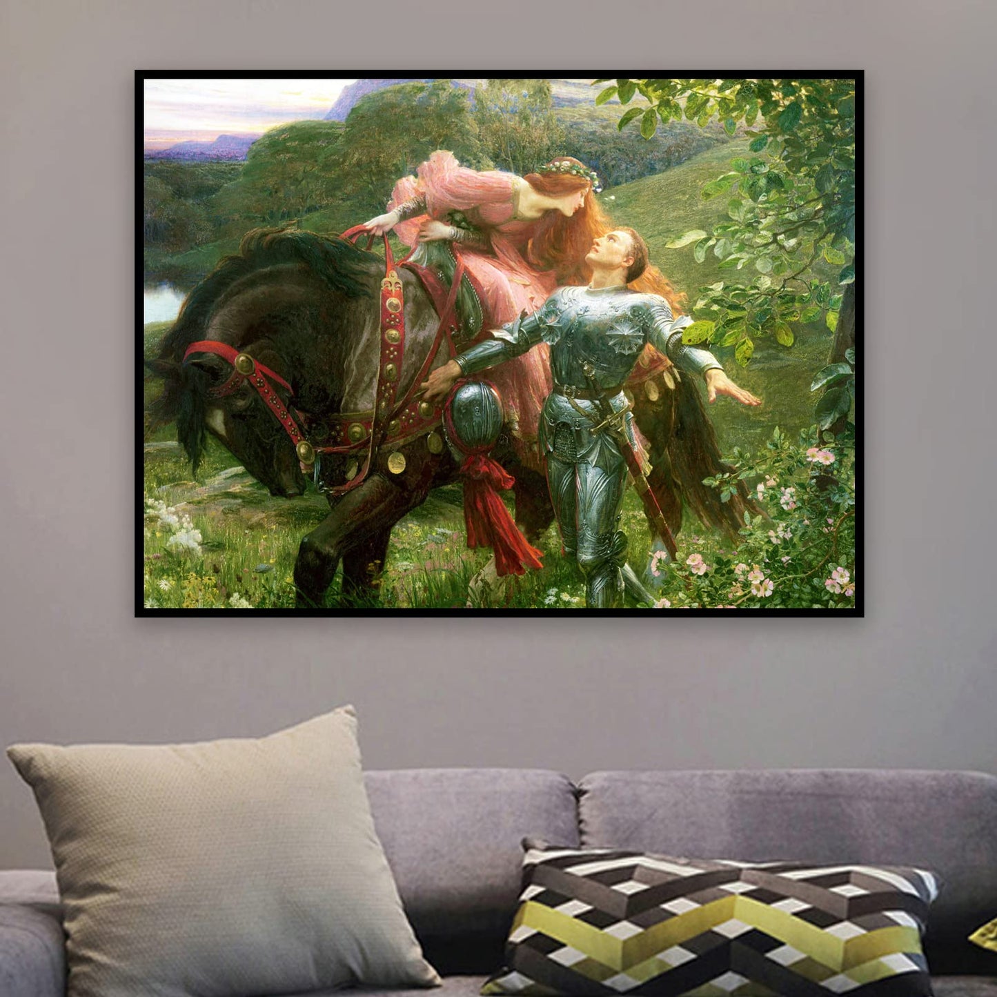 ZZPT La Belle Dame Sans Merci Poster - Frank Dicksee Prints - Famous Painting Reproduction - Modern Canvas Wall Art Pictures for Bedroom Living Room Home Decor Unframed (9x12in/23x30cm)