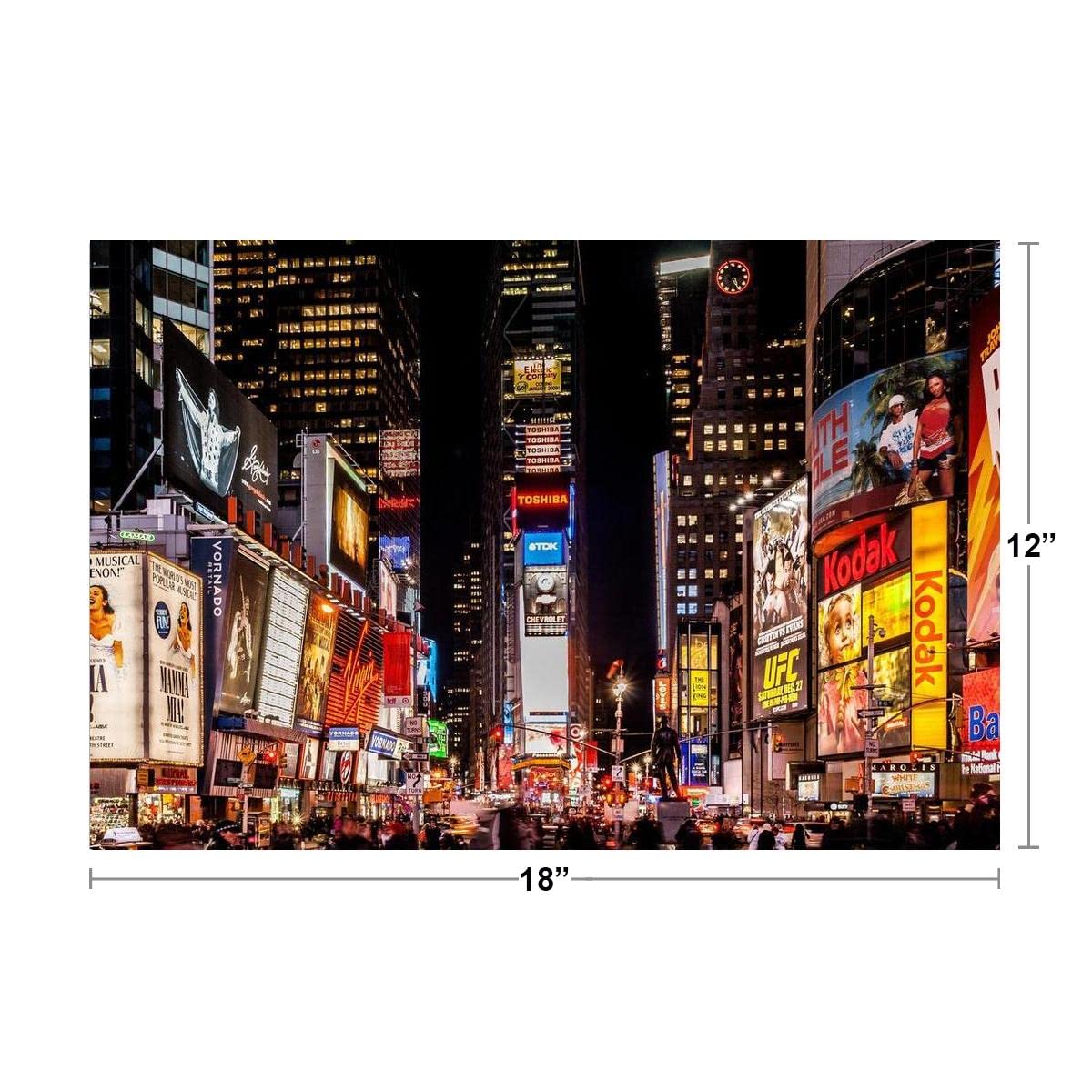 Times Square New York City NYC at Night Photo Photograph Cool Wall Decor Art Print Poster 18x12