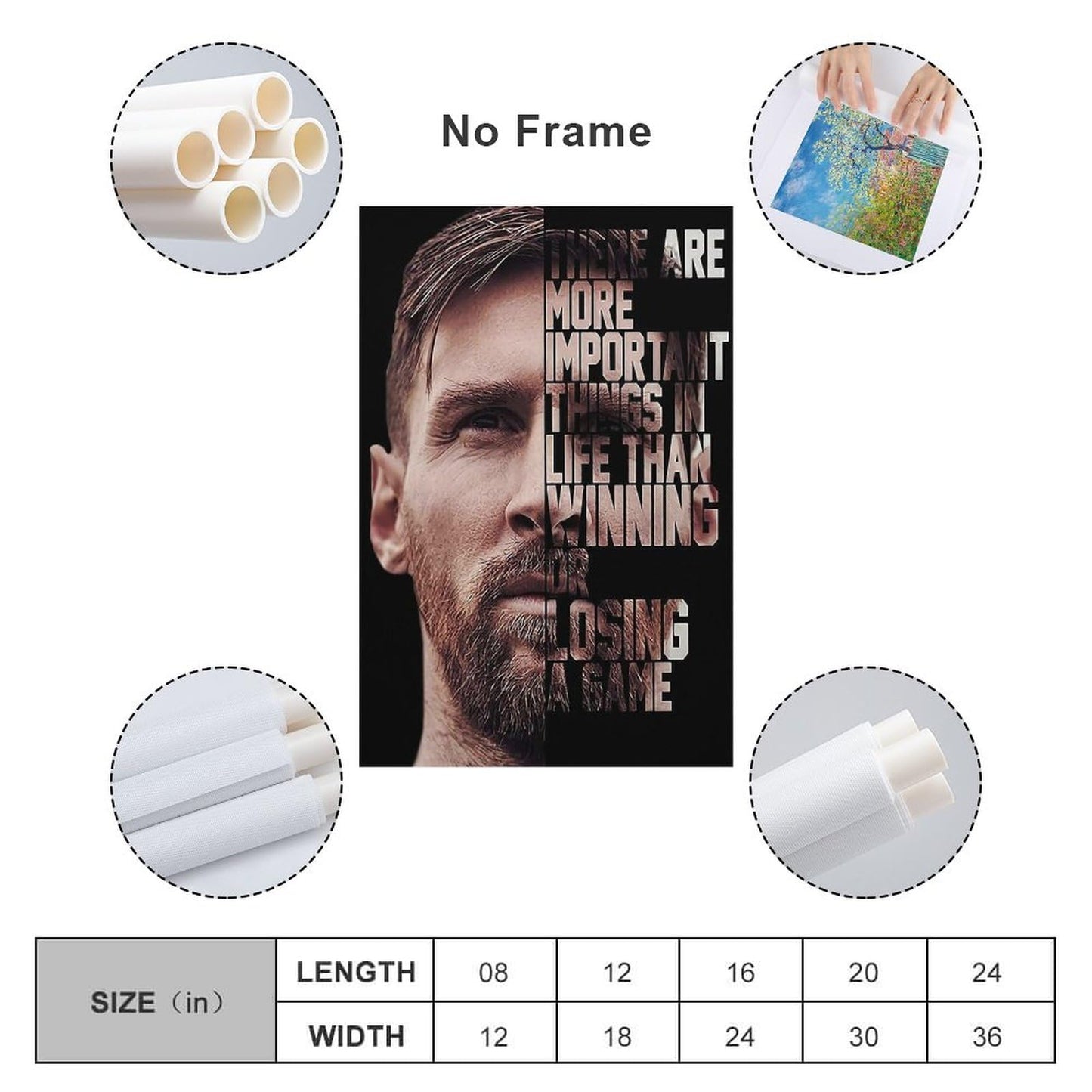 HAYNANCH Soccer Poster Football Star Messi Poster Inspirational Wall Decor Print With Soccer Star Lionel Messi's Inspiring Quote, Perfect For Home Decor Unframed 12x18inch(30x45cm)
