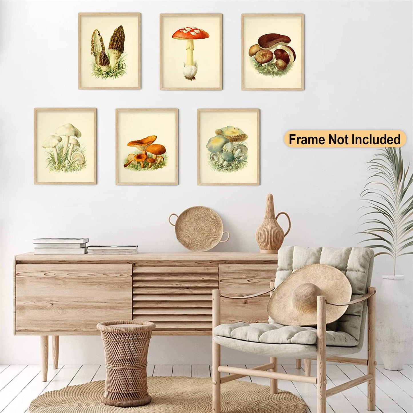LIYAOLI Vintage Botanical Wall Art Prints Posters for Room Aesthetic,8X10 Inch Unframed Plant Poster Set of 6 Mushroom Cottagecore Room Decor Bedroom Teen Girl Living room Wall Decor (8 x 10'')