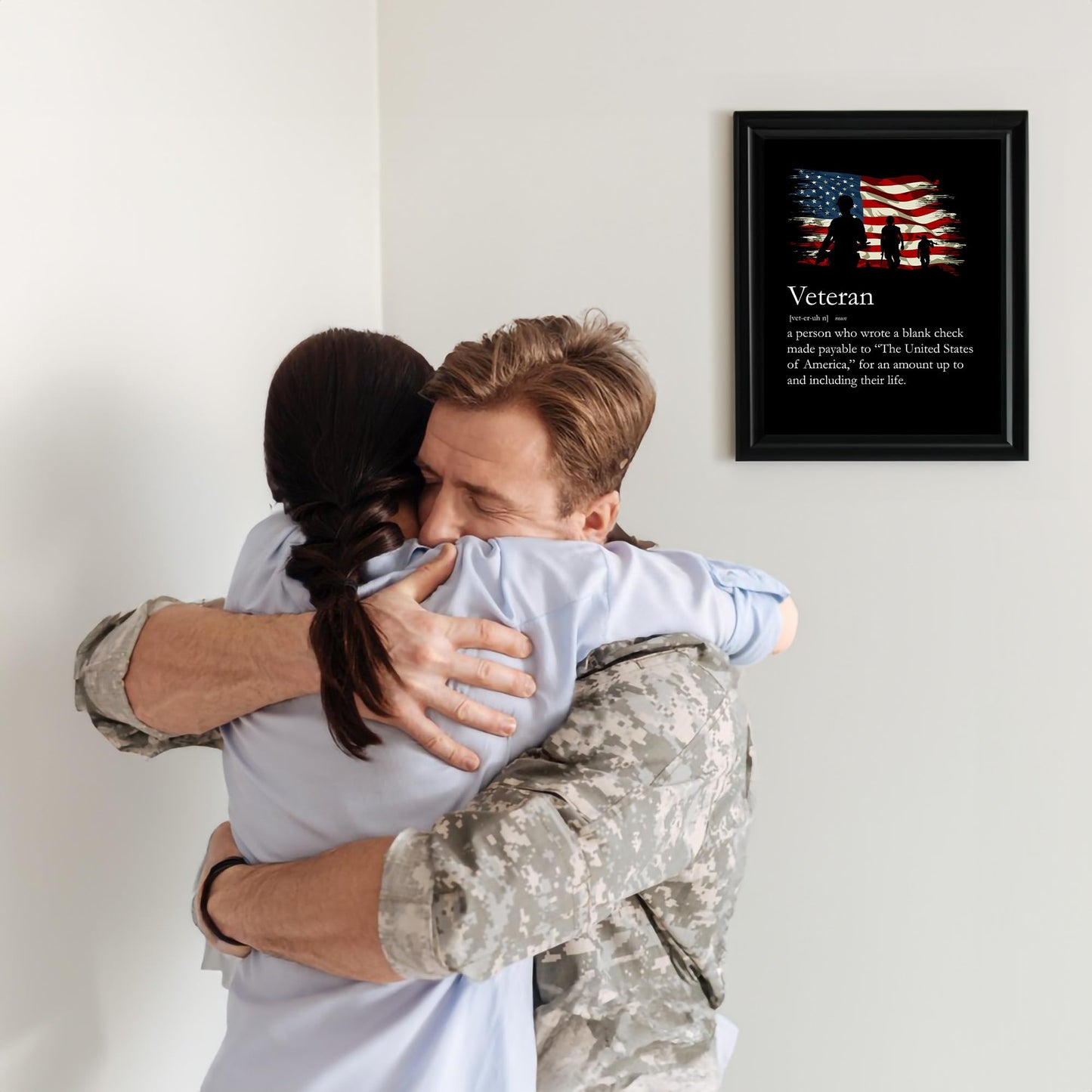 Definition of a United States Veteran - American Military Patriotic Wall Art Poster, This American Flag Wall decor Is Ideal For Home Decor, Military School, Office, and Room Decor, Unframed - 8x10"