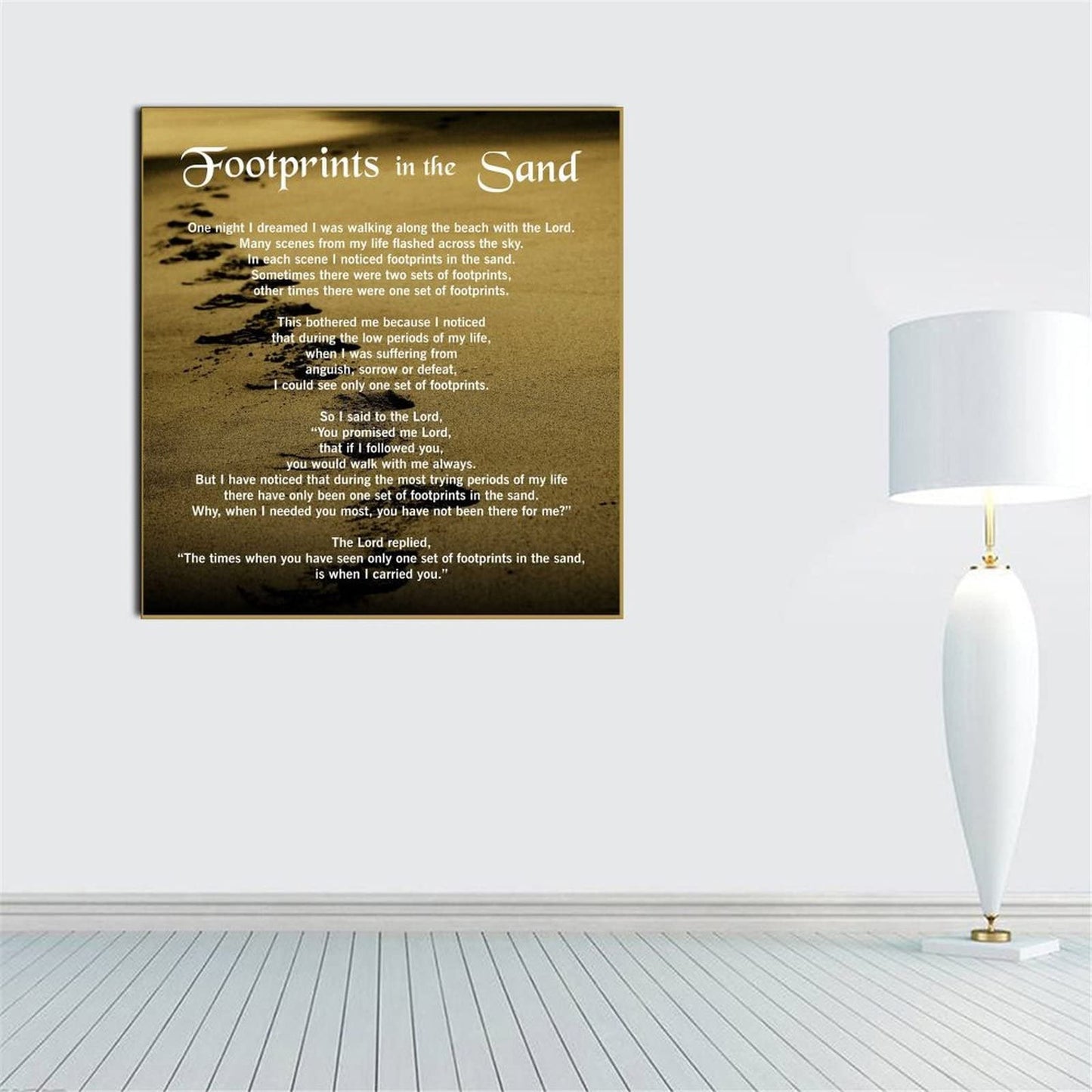 QFART Print Art Footprints in The Sand Inspirational Poem Art Print Posters HD Canvas Print Posters Modern Home Decor Wall Art Canvas UnFramed,12x12inch(30x30cm)