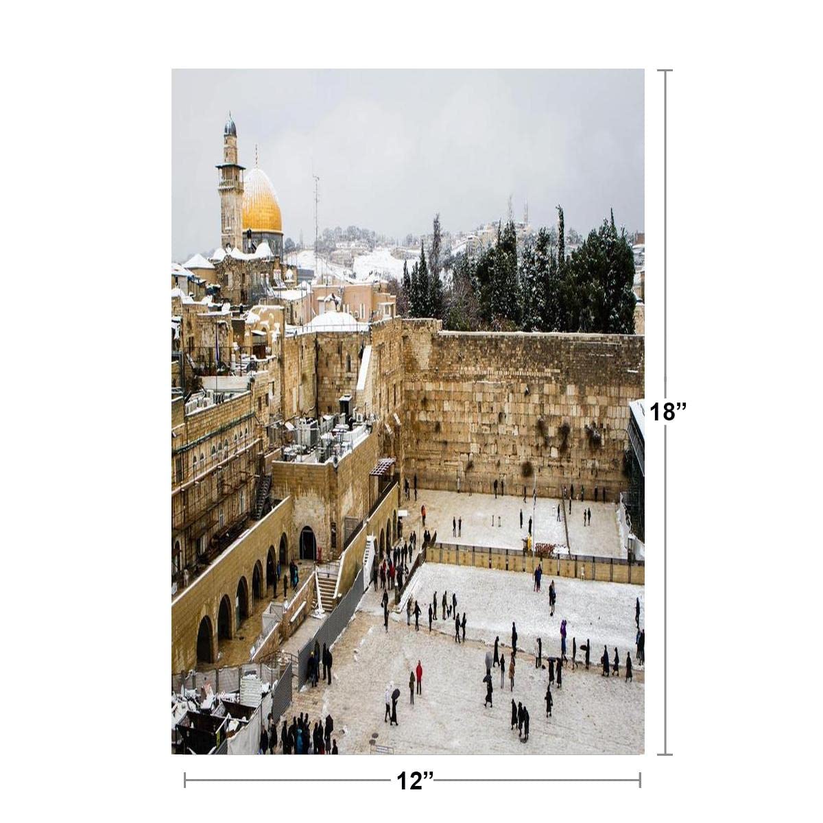 A Snow Covered Western Wall Jerusalem Israel Photo Photograph Travel Tourist Vacation Destination Landmark Islam Middle East Dome Of The Rock Judaism Famous Old Cool Wall Decor Art Print Poster 12x18