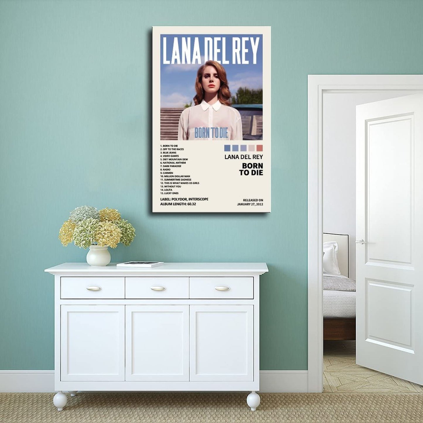 TOBIANG Lana Del Poster Rey Born To Die Music Album Cover Canvas Poster Wall Art Decor Print Picture Paintings for Living Room Bedroom Decoration Unframe: 12x18inch(30x45cm)