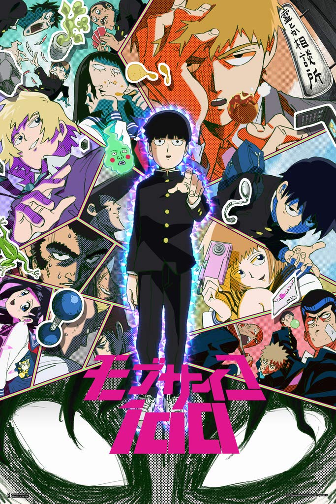 Mob Psycho 100 Poster Anime Series 1 Japanese Logo Crunchyroll Japanese Anime Merchandise Manga Series Anime Streaming Poster Merch Anime Bedroom Decor Cool Wall Decor Art Print Poster 12x18