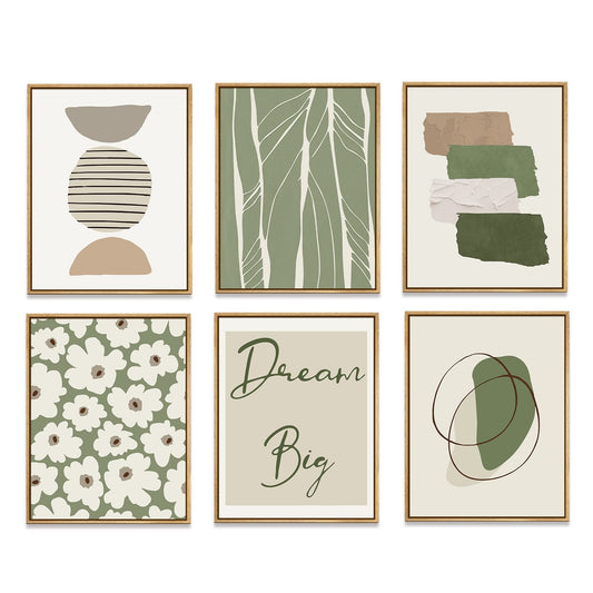 Zzuyi 6 Pcs Green Flower Market Canvas Wall Art Poster , Flower Line Vintage Prints Canvas Wall Art Poster, Office Wall Decor,8’’x10’’x6 Pcs Unframed