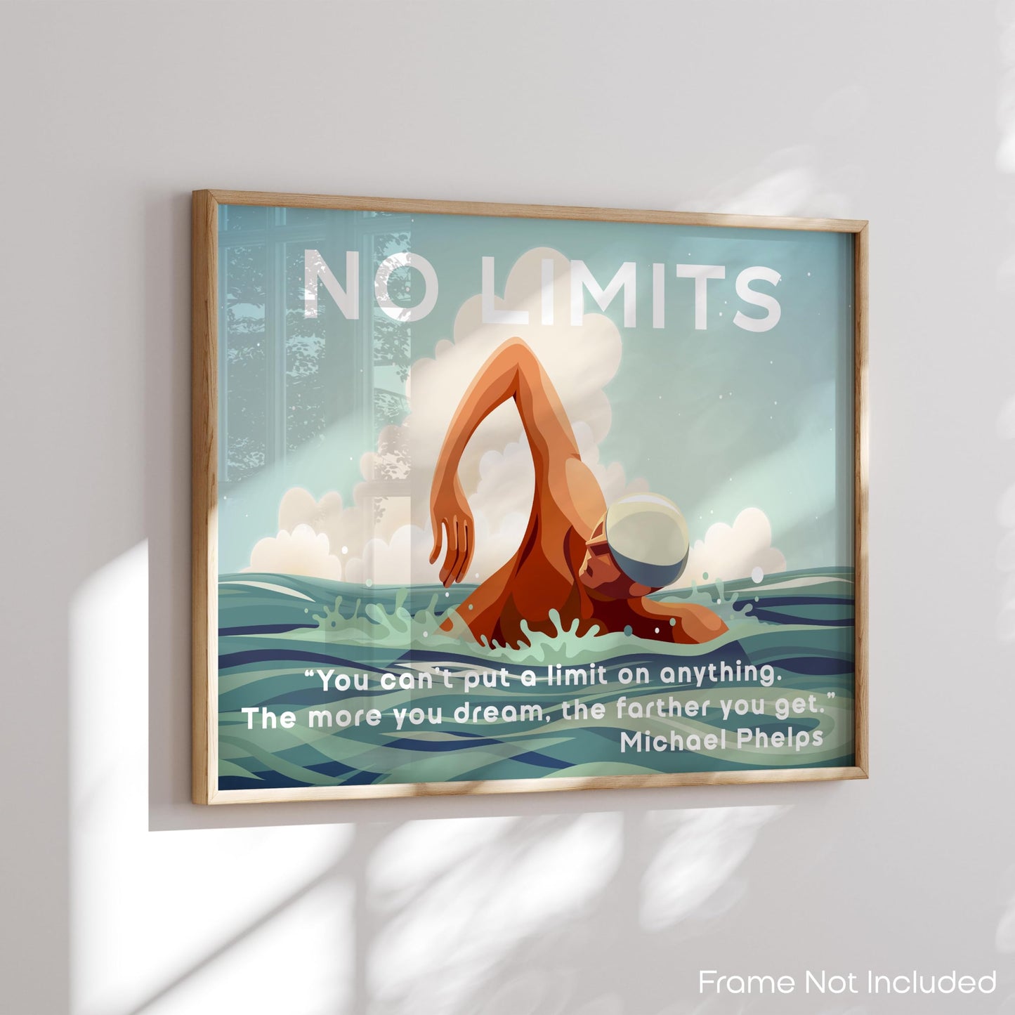 Inspirational Wall Art Co. - No Limits - Swimming Pool Sports Boys Kids Girls Wall Decor Wisdom Motivational Quotes Posters - Poster Gift Print Bedroom Home Decor - 11X14 inches