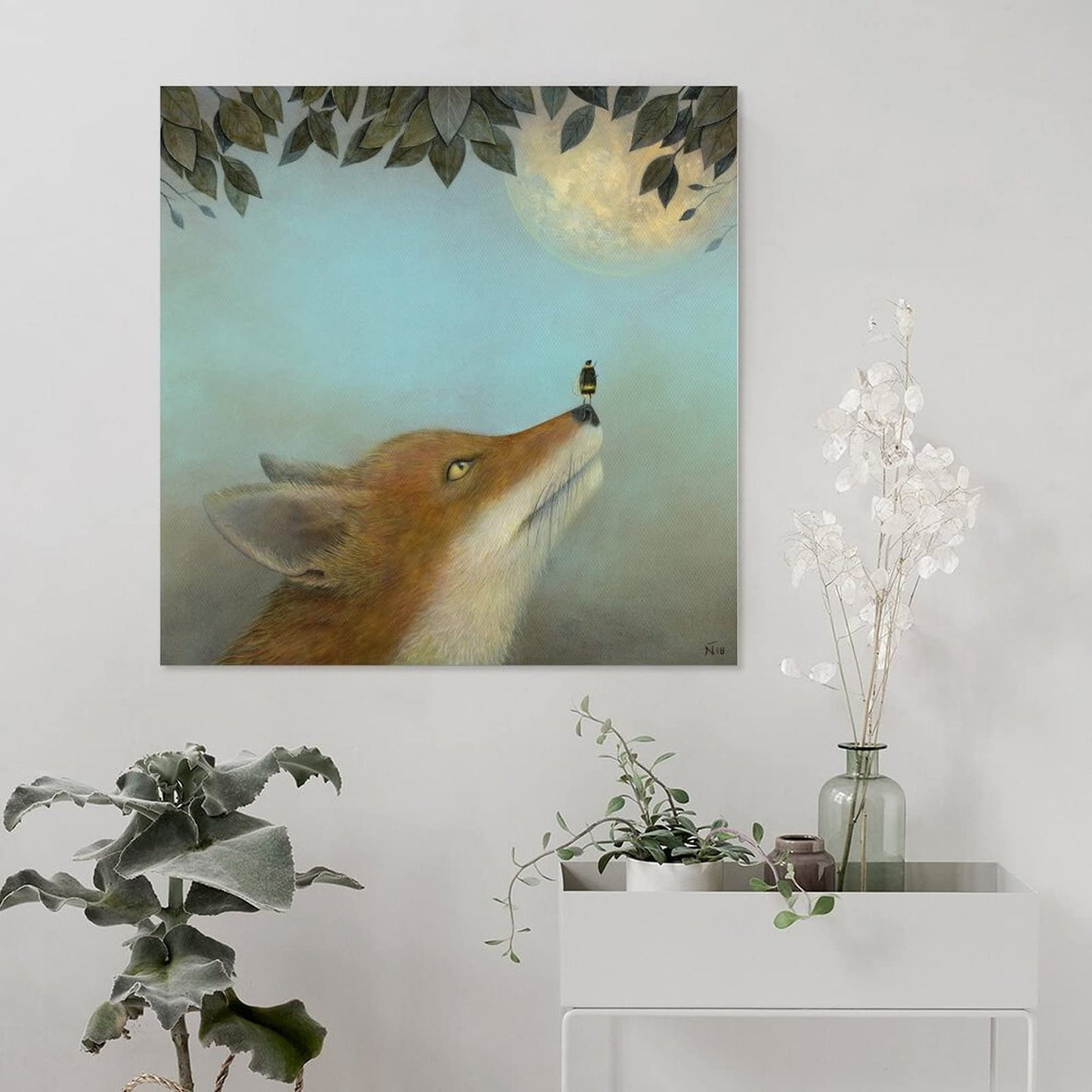 Wall Art Woodland Nursery Animals Fox Bees Nordic Posters And Printed Wall Paintings Canvas Painting Posters And Prints Wall Art Pictures for Living Room Bedroom Decor 12x12inch(30x30cm) Unframe-styl