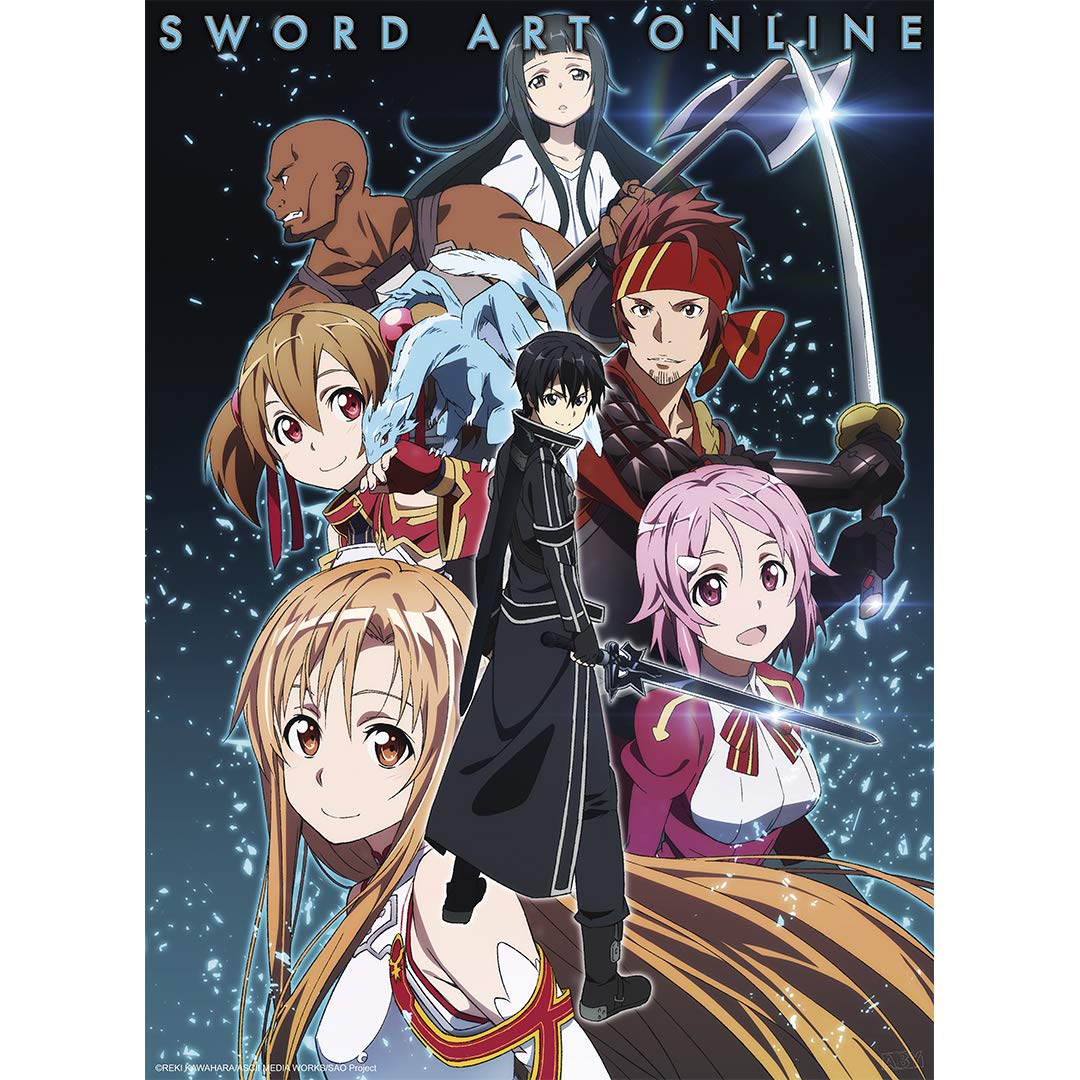 ABYSTYLE Sword Art Online Party Members Unframed Mini Poster 15" x 20.5" Featuring Kirito, Asuna, Silica, Klein, Agil, Lisbeth & Yui Anime Manga Wall Art Prints for Bedroom Office Home Room Decor