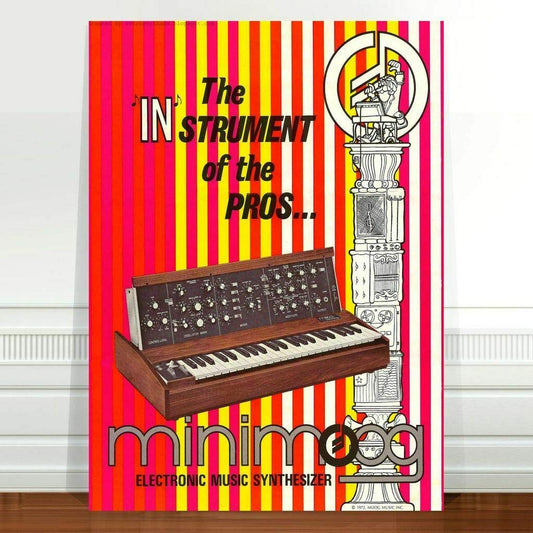 Mini Moog Model D 1970's Ad Poster Art ~ CANVAS PRINT minimoog Paintings Oil Painting Original Drawing Photo Wall (8x12inch NO Framed)