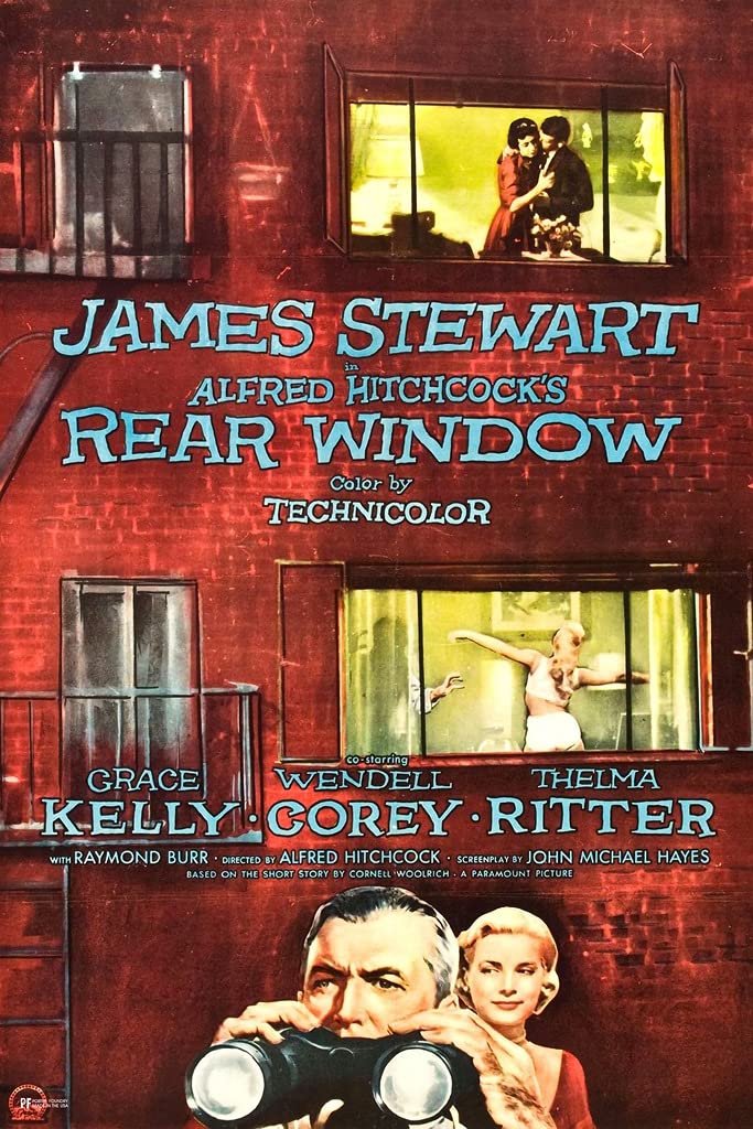 Rear Window Alfred Hitchcock Movie Poster Movie Theater Decor James Stewart Poster Grace Kelly Mystery Suspense Film Noir Classic Hollywood Horror Cool Wall Decor Art Print Poster 12x18