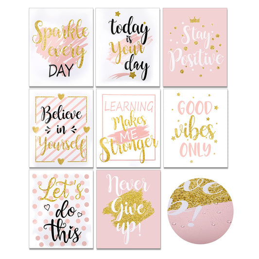 8 Pieces Motivational Wall Decor Girl Room Inspirational Posters Teen Girls Room Girls Room Wall Decor Motivational Prints for Women Inspirational Posters for Girls Bedroom Classroom 8 x 10 Inch