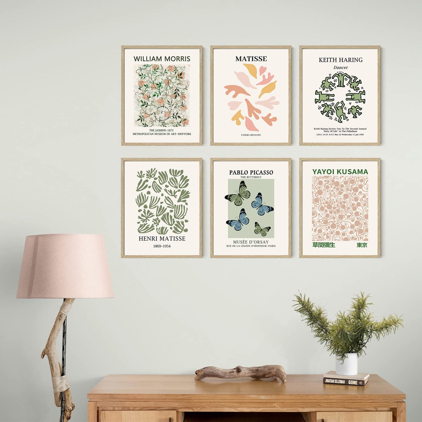 Iknostine Famous Artist Wall Art Prints Set of 6 Matisse Posters Canvas Artwork Aesthetic William Morris Picasso Butterfly Gallery Wall Decor for Bedroom Kitchen Dorm Living Room (8"x10" UNFRAMED)