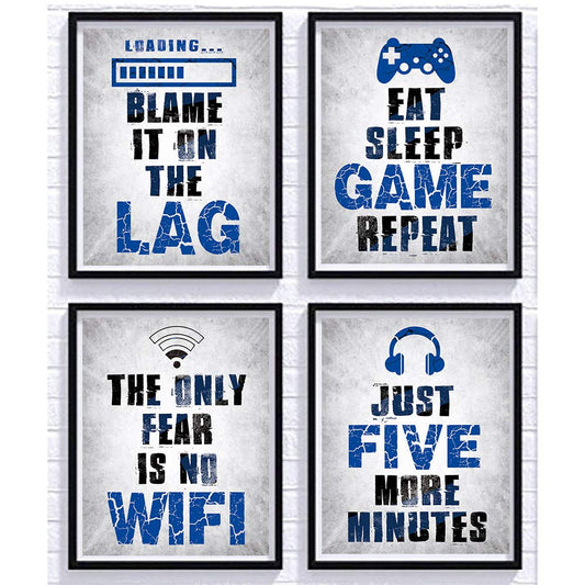 CHIEN-CHI LILI SUUURA-OO Vidro Game Posters Set of 4 (8”X10”), Game Themed Art Print Room Wall Decoration, Boys Bedroom, Gamer gamer room, Kids room, No Frames