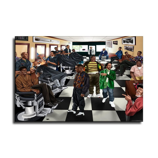 HHGaoArt Comedian In Barbershop Poster Painting Print on Canvas Bedroom Wall Art Decoration Pictures for Living Room Home Decor (No Frame,8x12inch)