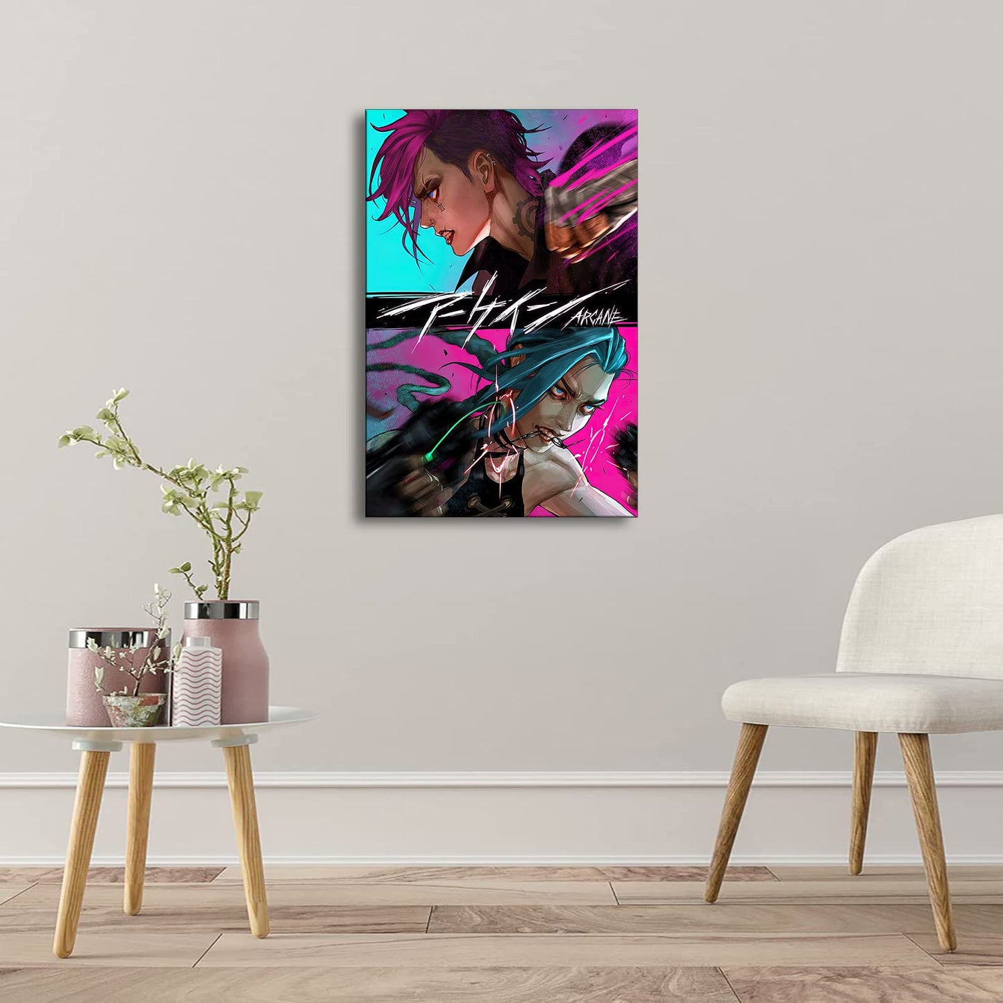 Jinx and Vi Posters Arcane Poster Anime Canvas Prints Wall Art Decor Bedroom Wall Decoration Picture - 8x12 inch Unframed