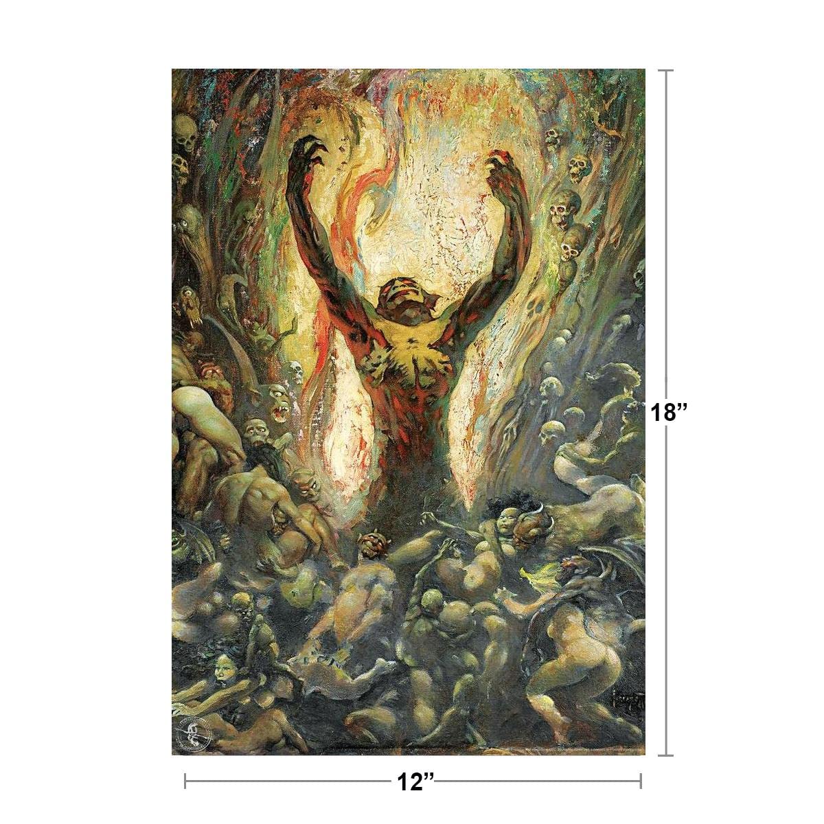 Reign of Wizardry by Frank Frazetta Wall Art Gothic Fantasy Decor Frank Frazetta Artwork Scary Art Prints Horror Battle Posters Frazetta Illustration Death Gore Cool Wall Decor Art Print Poster 12x18