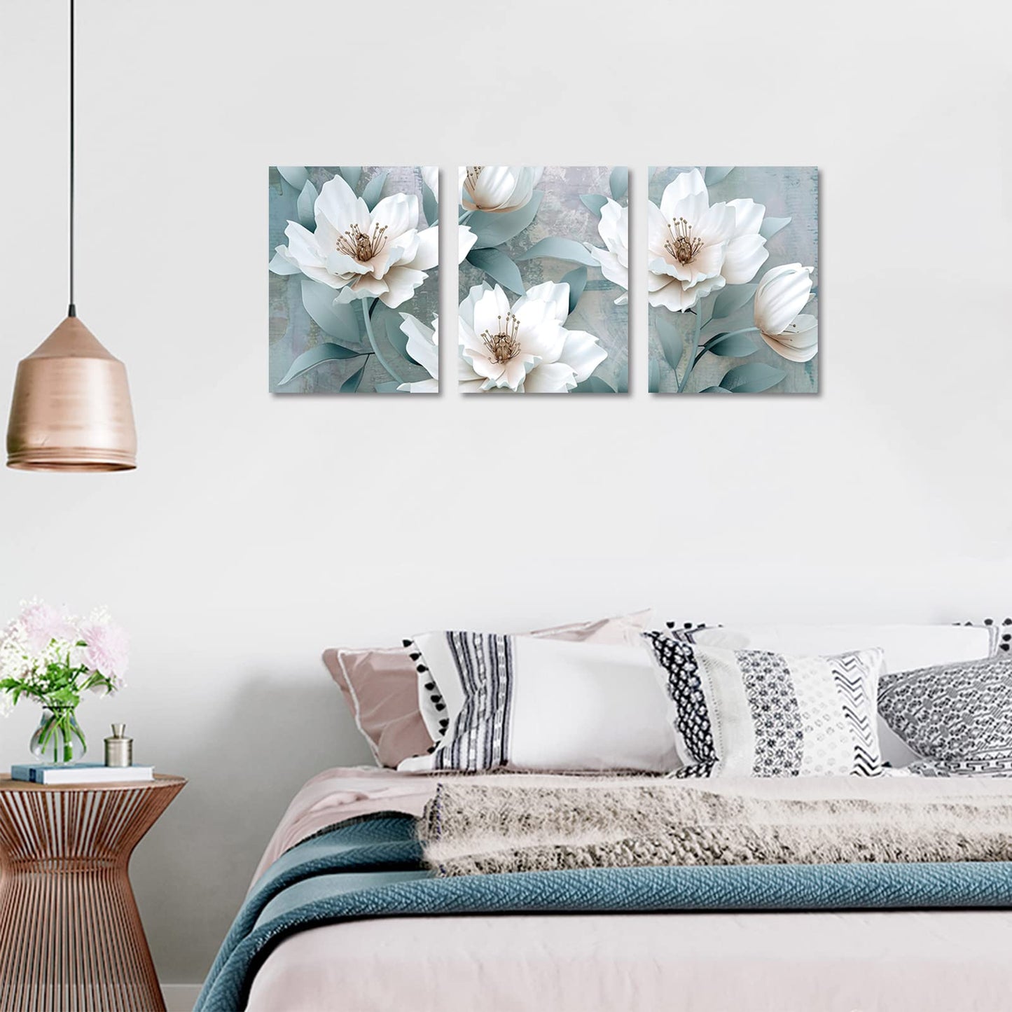 Floral Wall Art Botanical Prints & Posters Floral Canvas Wall Prints Flower Pictures Wall Decor for Living Room, Bathroom Bedroom Kitchen Bathroom Wall Decor, Unframed Set of 3, 12x16 inches