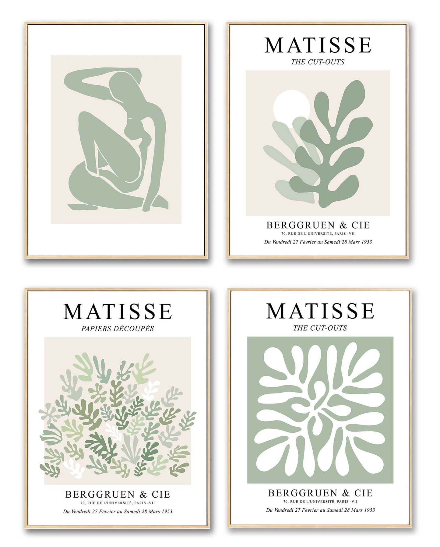 Matisse Wall Art Exhibition Poster & Prints , Sage Green Wall Posters for Room Decor Aesthetic, Abstract Wall Art Prints for Preppy Room Decor (Green, 11" X 14")