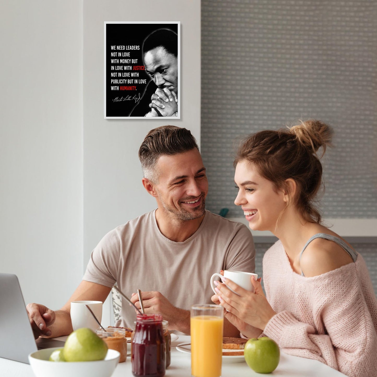 MLK Jr. Quotes Wall Art Decor - We Need Leaders In Love With Justice & Humanity, This Inspirational Patriotic Wall Decor Poster Print Is An Ideal Wall Art For Home and Office Decor Unframed - 8x10"