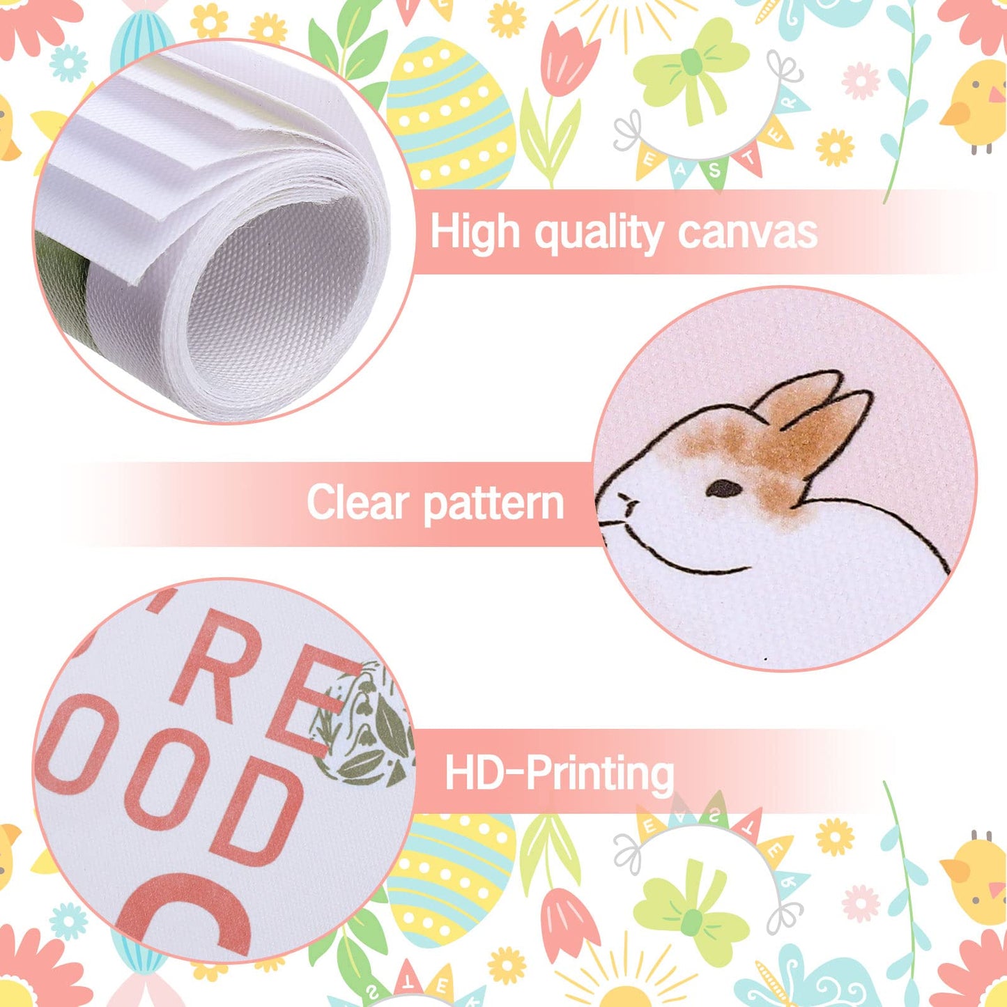 AnyDesign 9Pcs Easter Wall Art Prints Decorative Easter Egg Rabbit Bunny Floral Canvas Art Posters for Spring Holiday Home Gallery Living Room Bedroom Decor, 8 x 10 Inch, Unframed