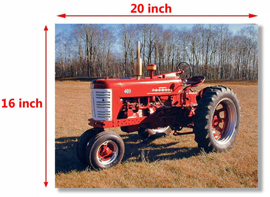 Vintage Farming Red Tractor 1955 Red Farmall M 400 Wall Decor Picture Art Print Poster (16x20)