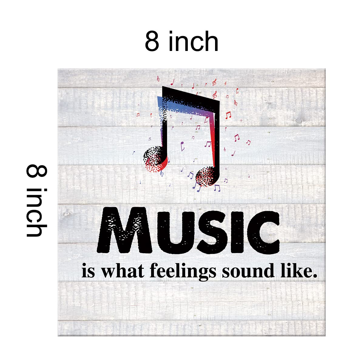 Music is What Feelings Sound Like Farmhouse Canvas Print Wall Art Decor Musical Room Studio Sign Painting Poster Plaque Rustic Home Decoration (8 X 8 inch, Framed)