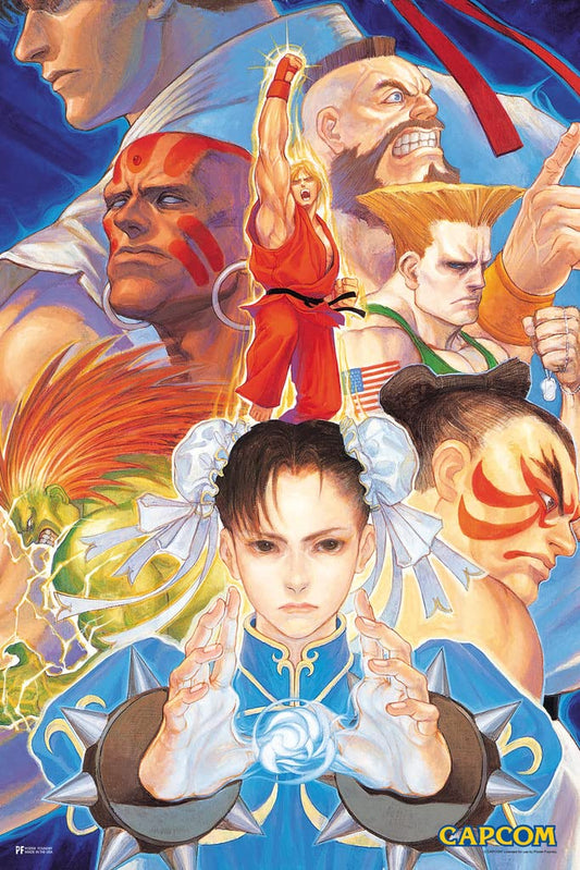 Street Fighter 2 Group Art CAPCOM Video Game Merchandise Gamer Classic Fighting Cool Wall Decor Art Print Poster 12x18