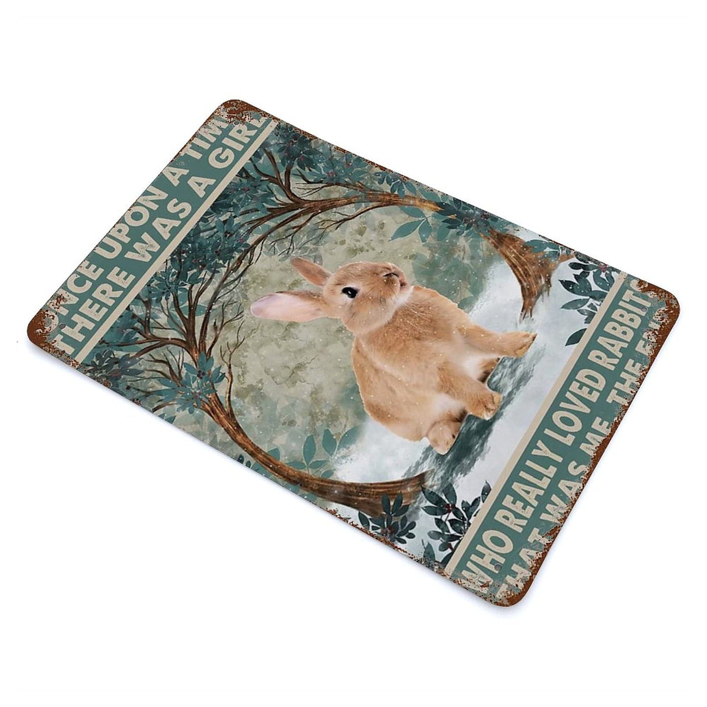 Rabbit Once Upon A Time Vertical Plaque Poster Rabbits Plaque Poster Metal Print Tin Sign Funny Rabbit Plaque Poster Bunny Rabbit Decor Girl Who Really Loved Rabbits Plaque Poster 8x5.5 Inch