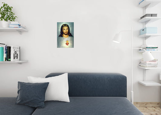 Sacred Heart of Jesus Christ Portrait Painting Spiritual Decor Christian Wall Decor Inspirational Art Catholic Decor Church Classical Religious Art Scripture Art Cool Wall Decor Art Print Poster 12x18
