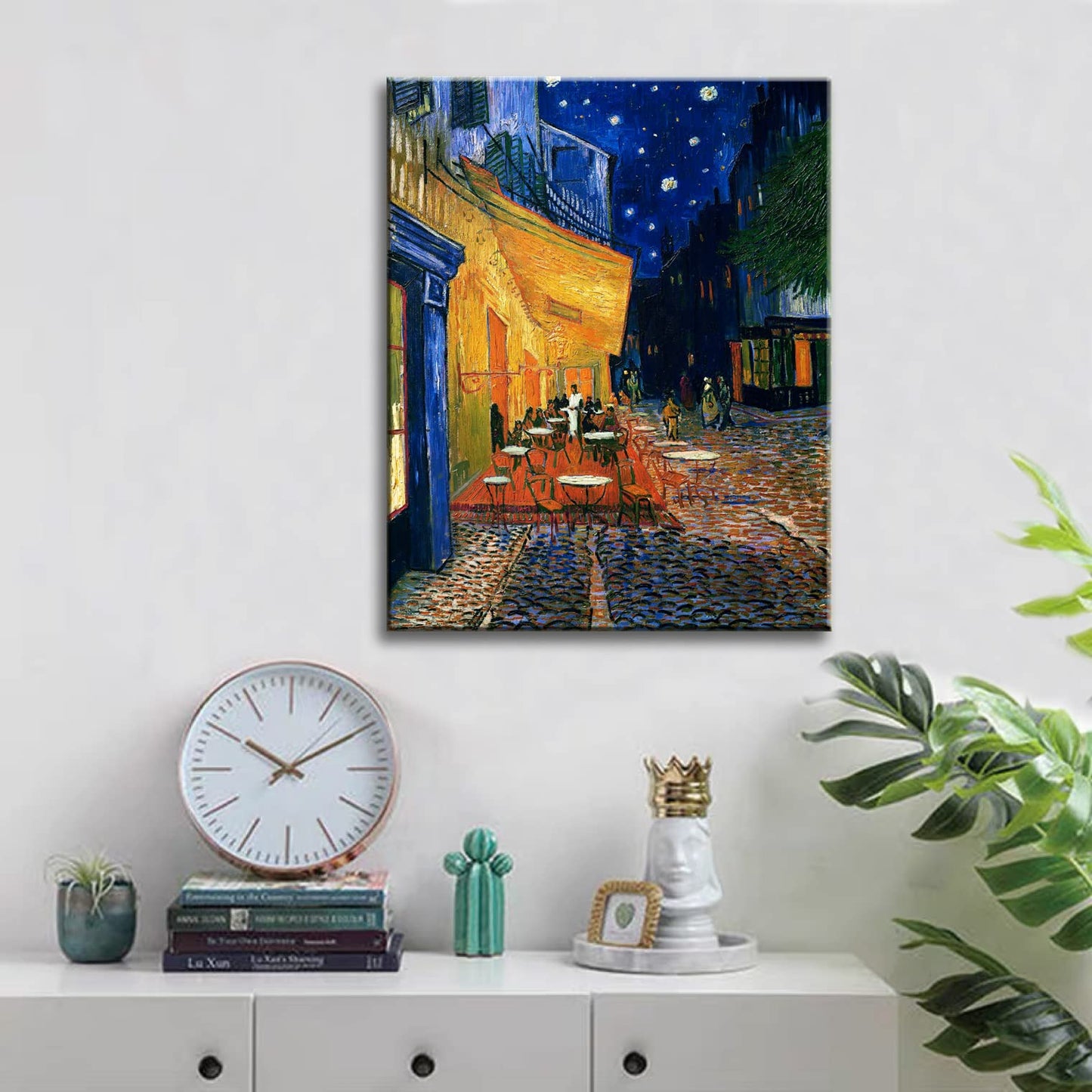 Cafe Terrace At Night by Vincent Van Gogh Canvas Wall Art, Classic Artwork Poster Print for Bedroom Bathroom Decor - 12"x15"