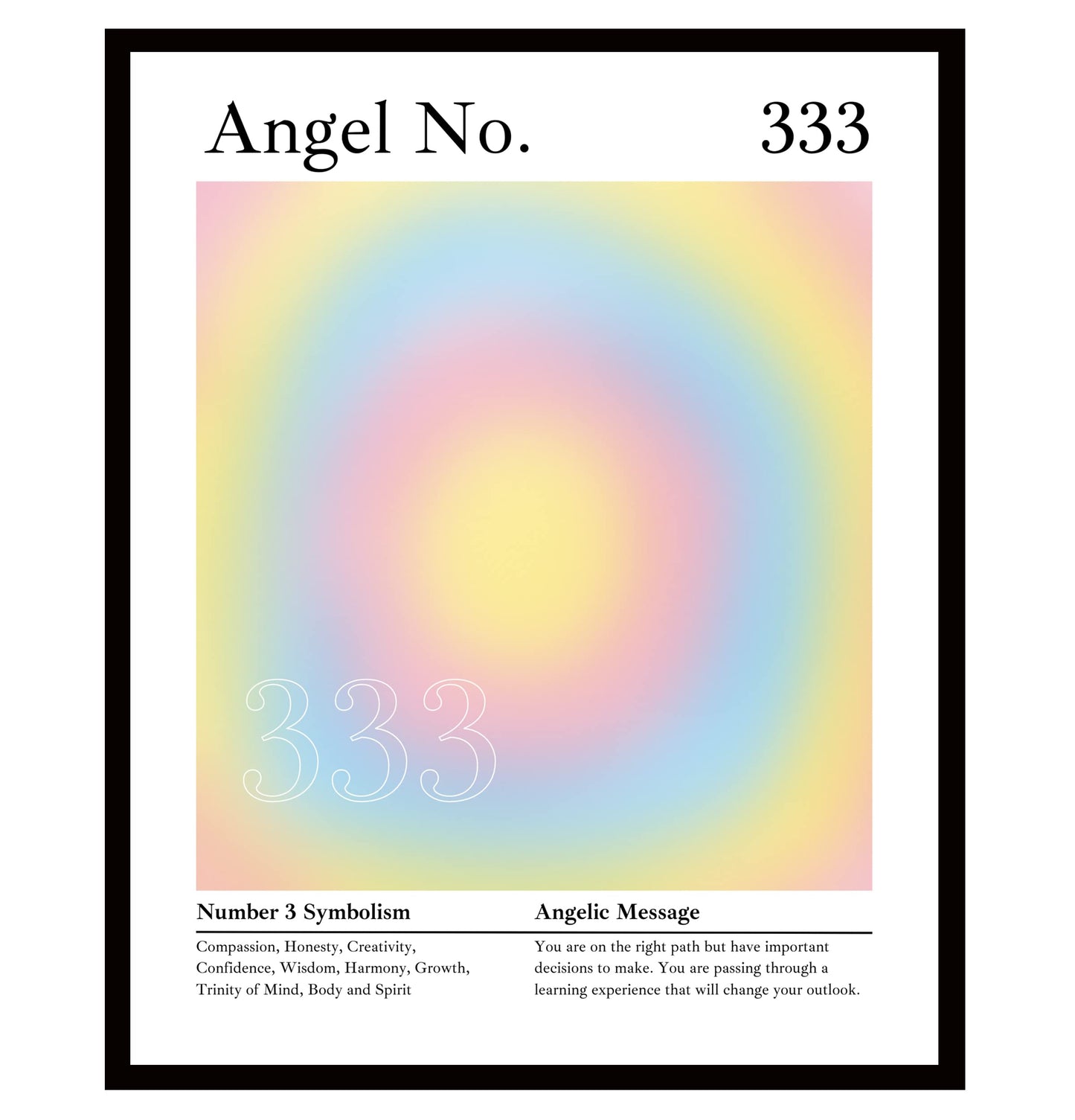 Roxbury Row Aura Poster Aesthetic, Angel Number Poster, Aesthetic Posters, Gradient Painting, Astrology, Spiritual Posters, Posters & Prints (8x10 Unframed Aura Posters, Angel Number 333: Support)