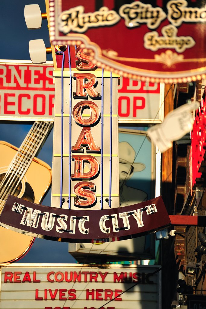 Music City Nashville Country Music Retro Signs Photo Poster TN Tennessee Bar Restaurant Photograph Cool Wall Decor Art Print Poster 12x18