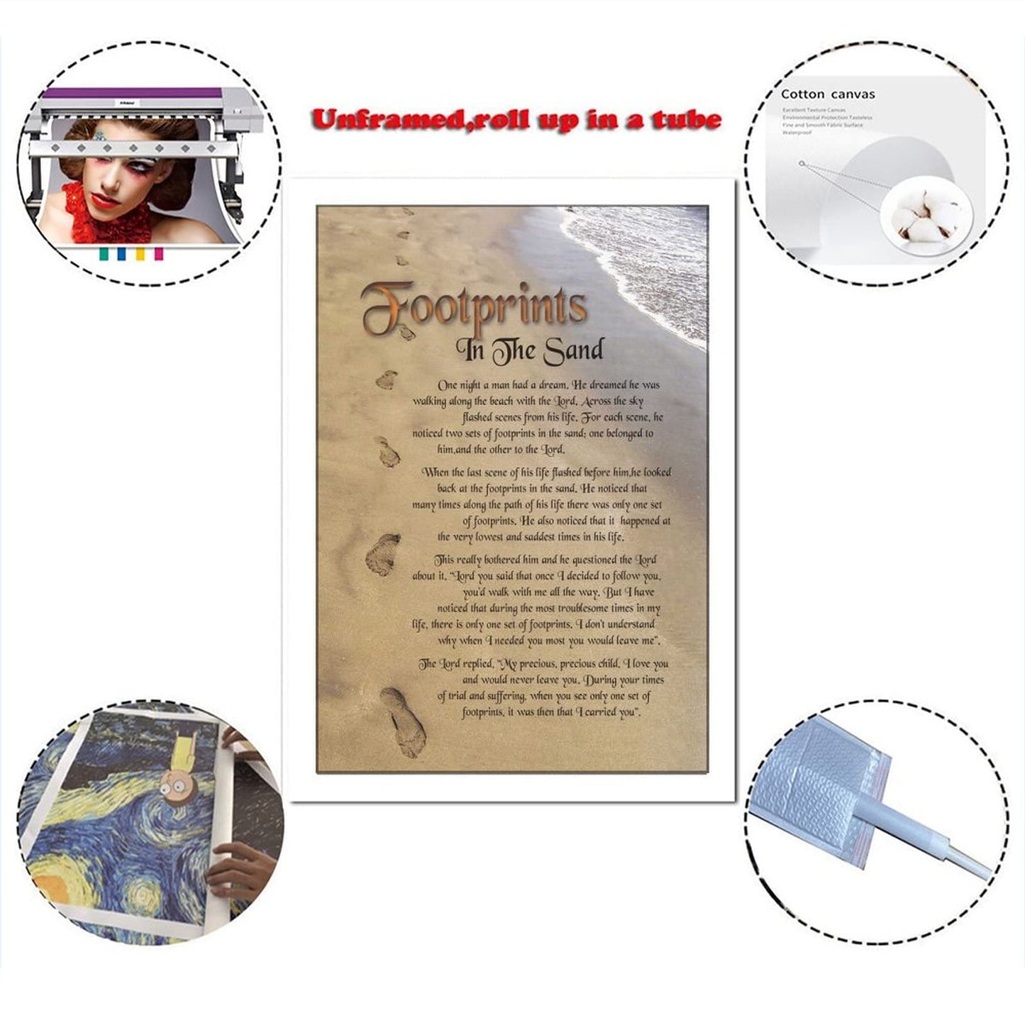 QFART Wall Art Canvas Footprints in The Sand Posters HD Canvas Print Posters Modern Home Decor Wall Art Canvas UnFramed,08x12inch(20x30cm)