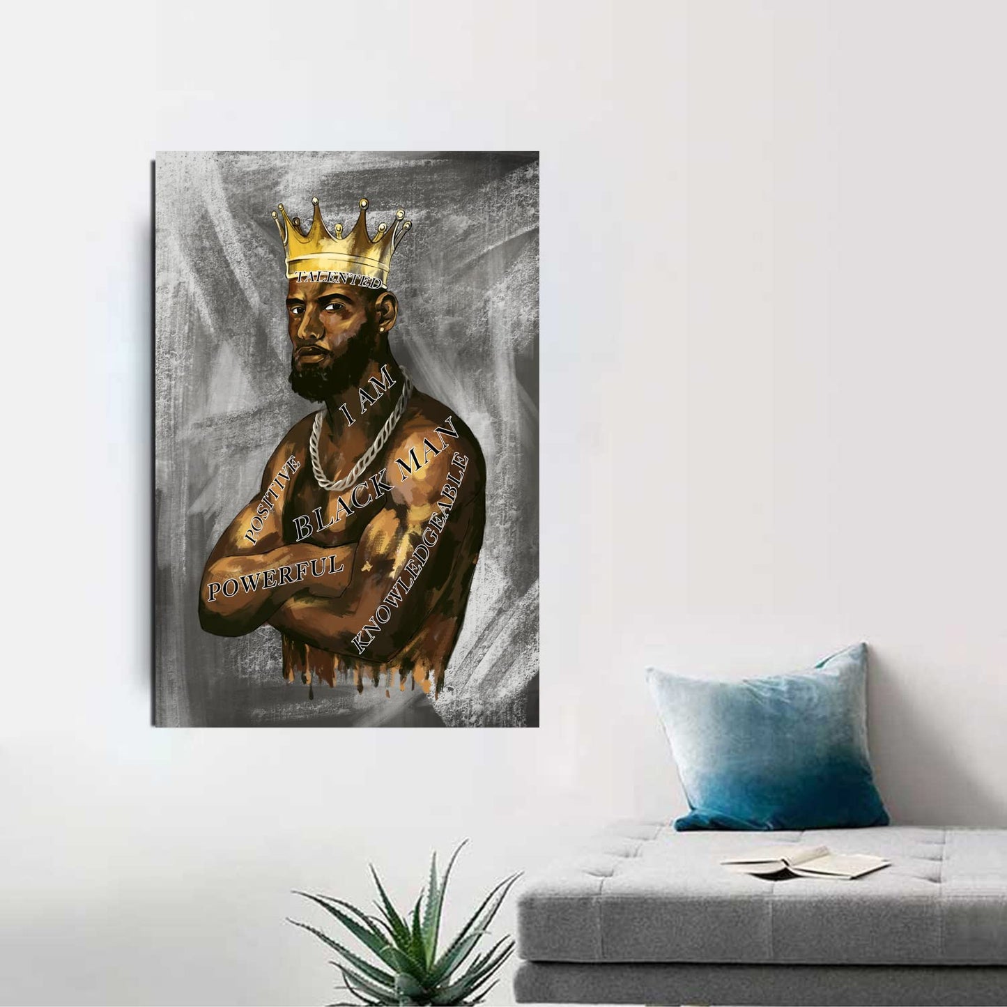 Black Man Poster Wall Art African American Man Portrait Room Decor Black King Inspirational Poster Canvas Prints 16X24 inch