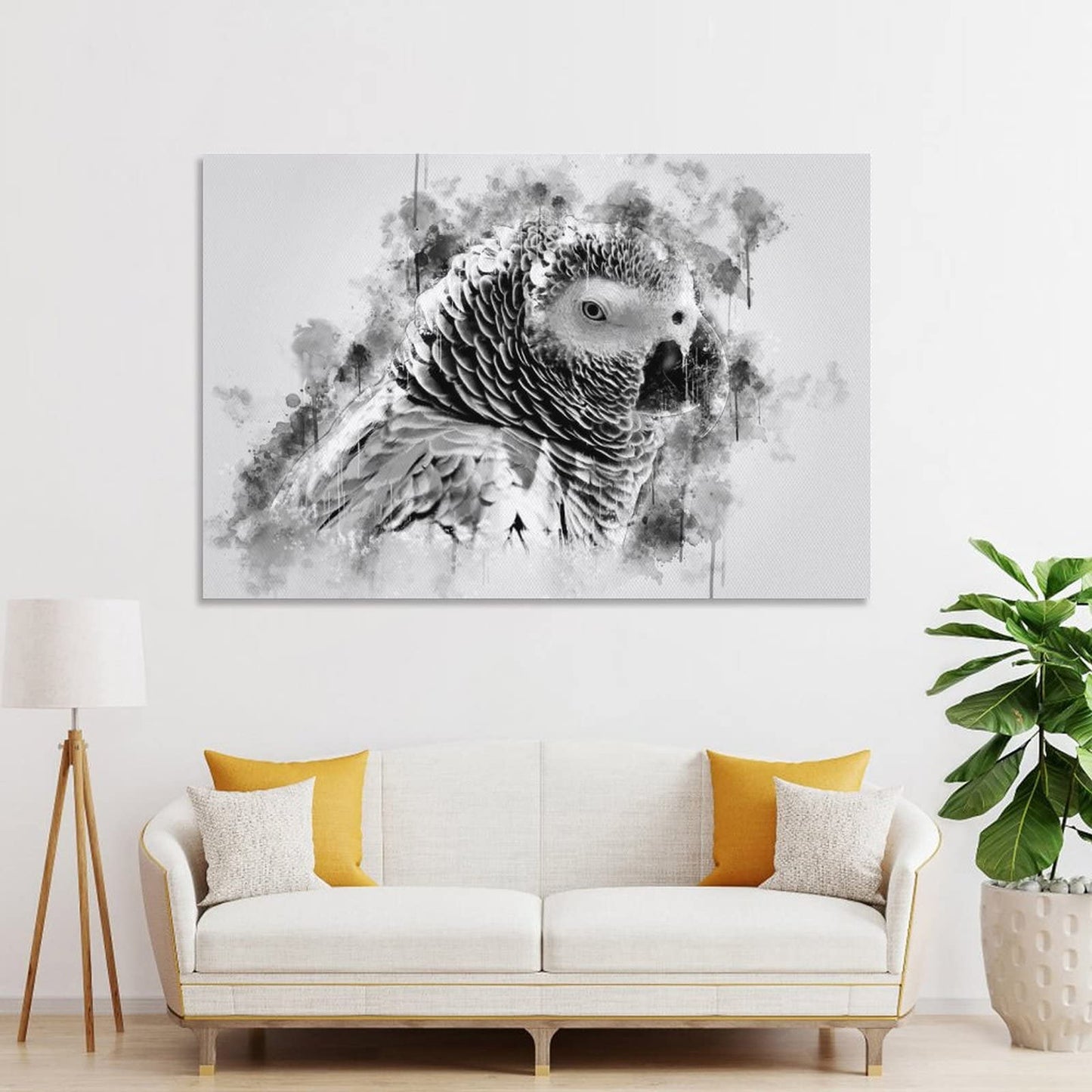 freebrand Black And White African Grey Parrot Animal Nursery Poster Poster Decoration Painting Living Room Mural Canvas Print Wall Art Decoration Picture 12x18inch(30x45cm)