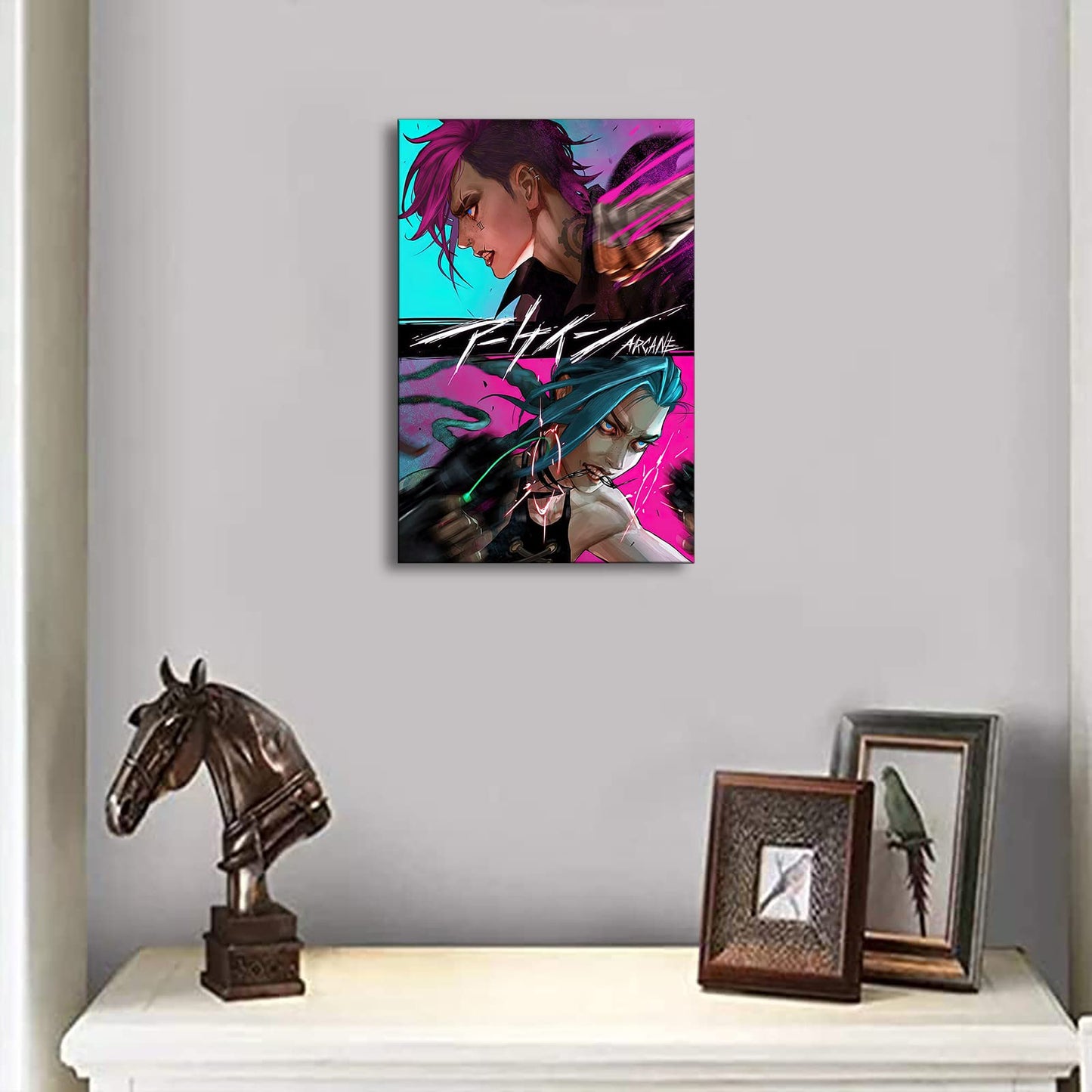 Jinx and Vi Posters Arcane Poster Anime Canvas Prints Wall Art Decor Bedroom Wall Decoration Picture - 8x12 inch Unframed