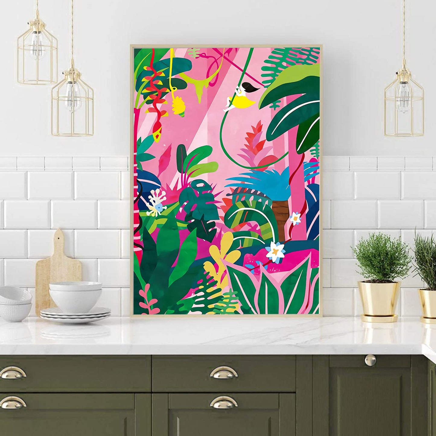 3 Pieces Green Fresh Leaf Monstera Plant Wall Art Canvas Painting Nordic Posters And Prints Wall Pictures for Living Room Bedroom Decor 16x24 Inch No Frame (Botanical Garden Wall Art, 12x16in x 3)