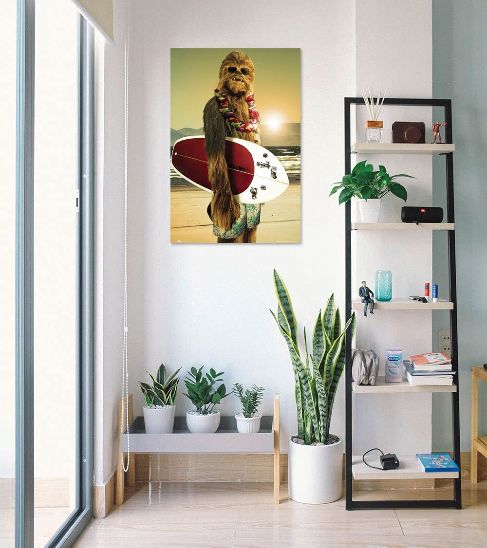 CHEWBACCA STAR WARS"SURF'S UP" 24" X 36" WALL 2016 POSTER MOVIE OUT OF PRINT