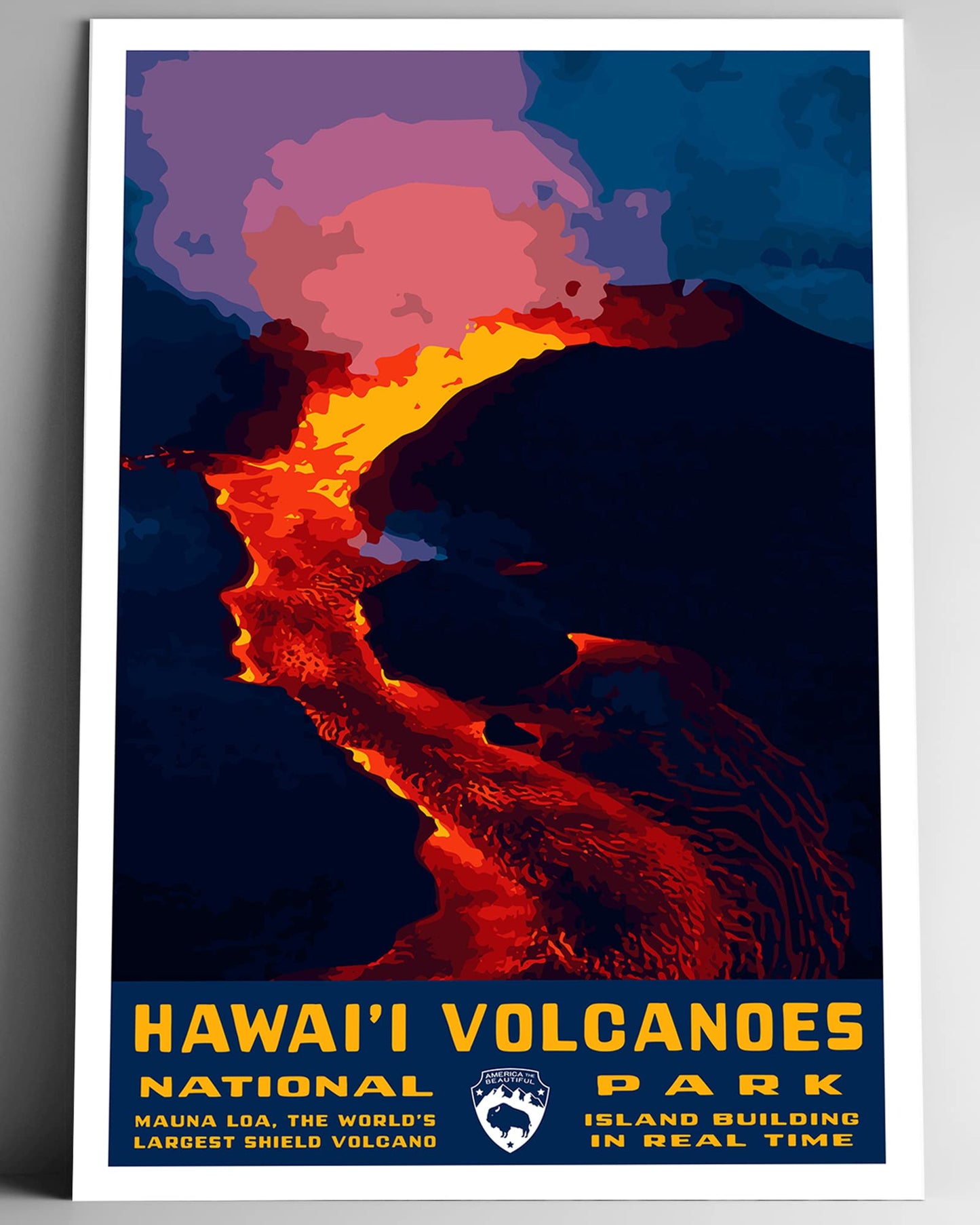 Hawai'i Volcanoes National Park Vintage-Style Travel Poster - 8x10-12x18-18x24-24x36 / 4x6 Postcard WPA Style Art Print Texas USA Hawaii Volcanoes (8x10 Inch Poster)
