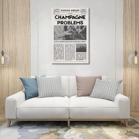 Vintage Newspaper Style Swift Poster Canvas Wall Art Music Album Posters for Room Aesthetic Song Lyric Print Wall Decor for Living Room Bedroom (16x24in Unframed,B)