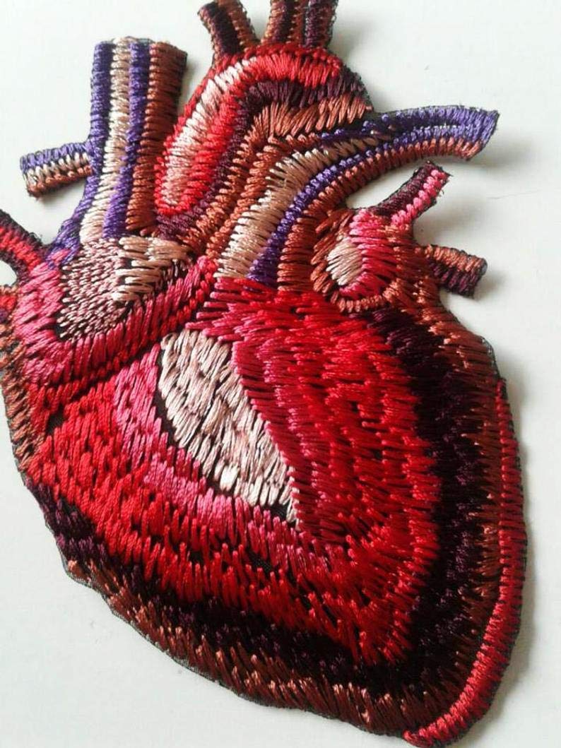 EmbroideryMoks Anatomical Heart Patch Embroidered